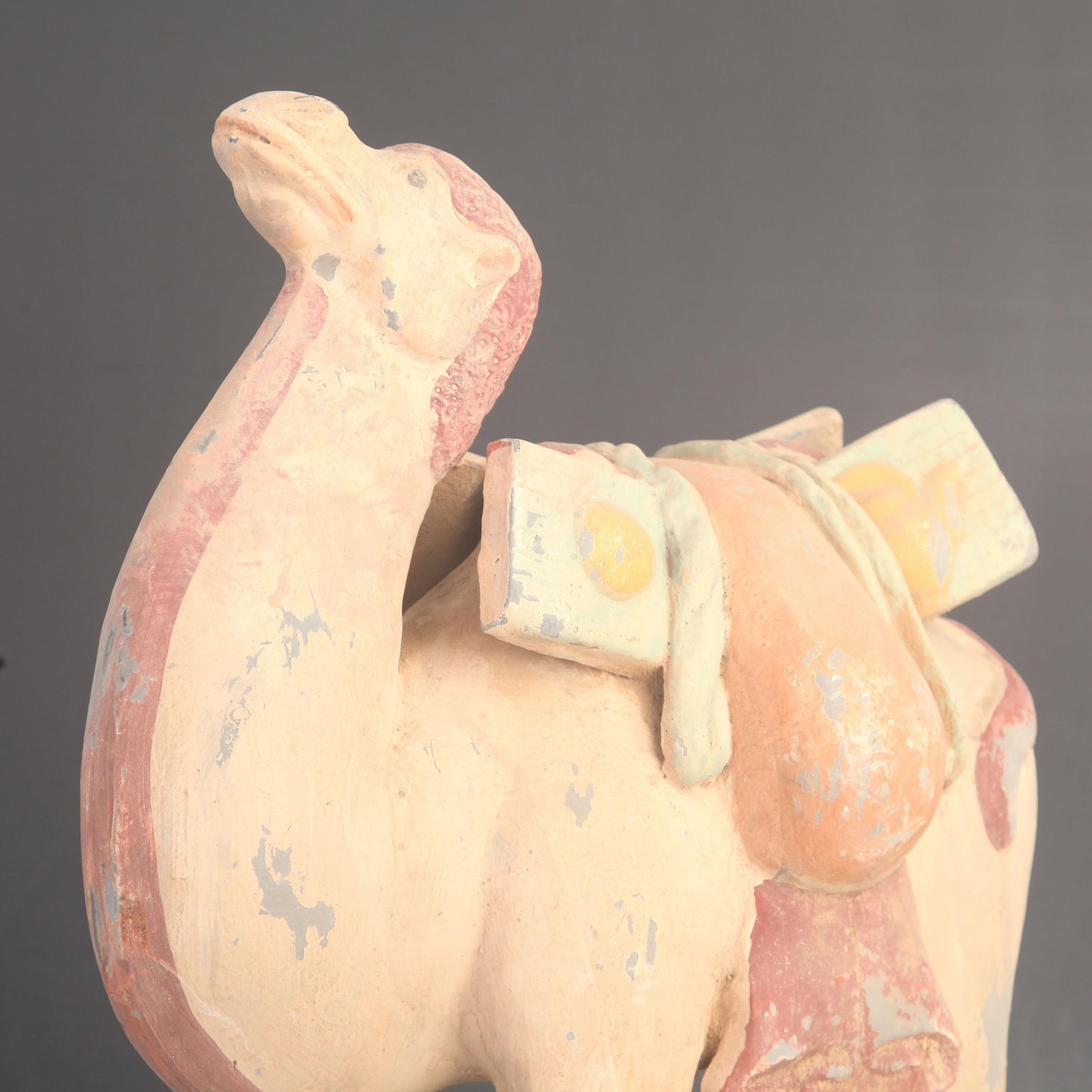 A FINE COLORED POTTERY CAMEL FIGURINE - 2