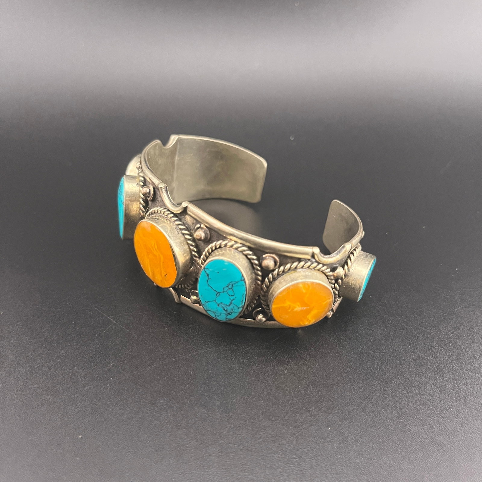 WHITE BRONZE BRACELETS SET WITH GEMSTONES - 3