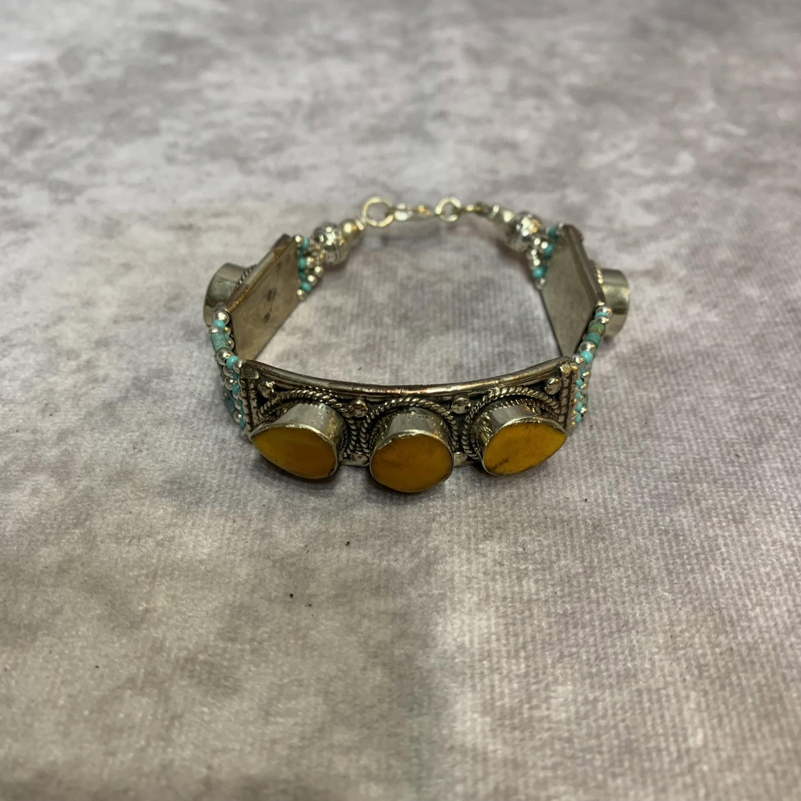 WHITE BRONZE BRACELETS SET WITH GEMSTONES - 2