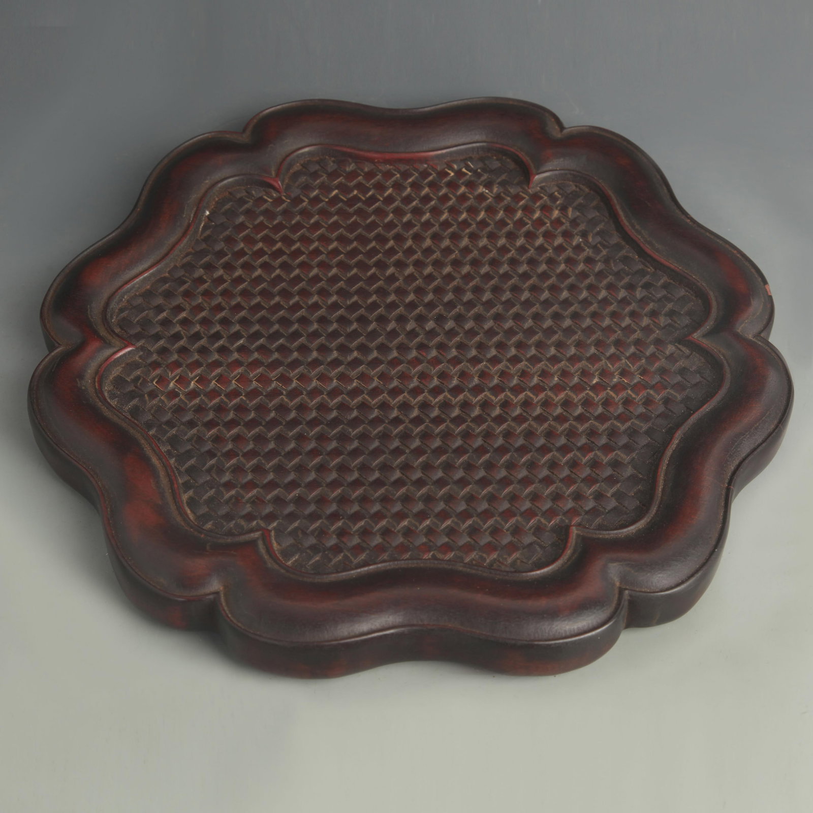 A FINE EBONYWOOD AND CARVED TEA TRAY (1 of 4)