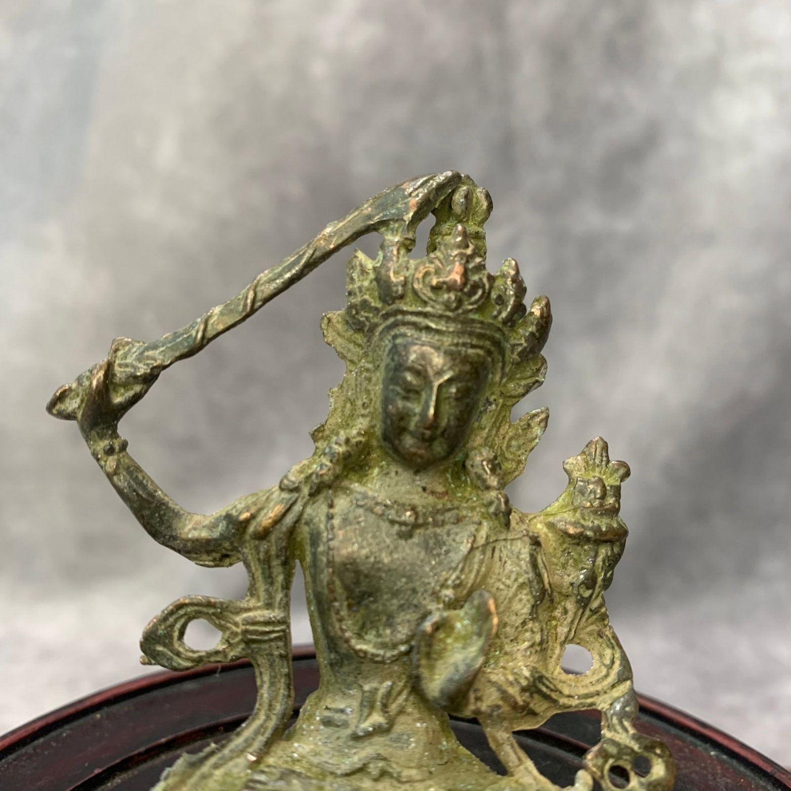 SMALL BRONZE MANJUSRI BUDDHA STATUE - 2
