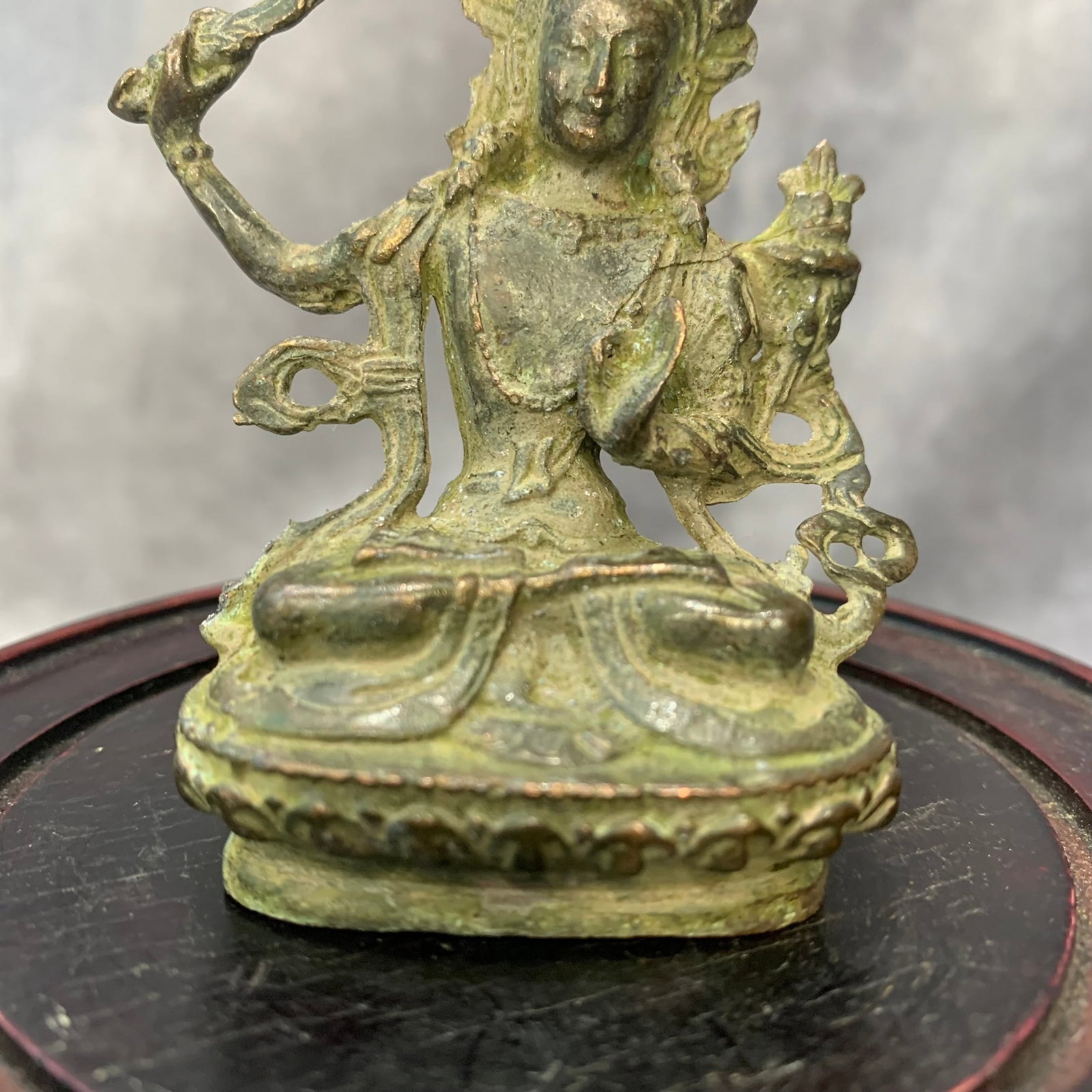 SMALL BRONZE MANJUSRI BUDDHA STATUE - 3