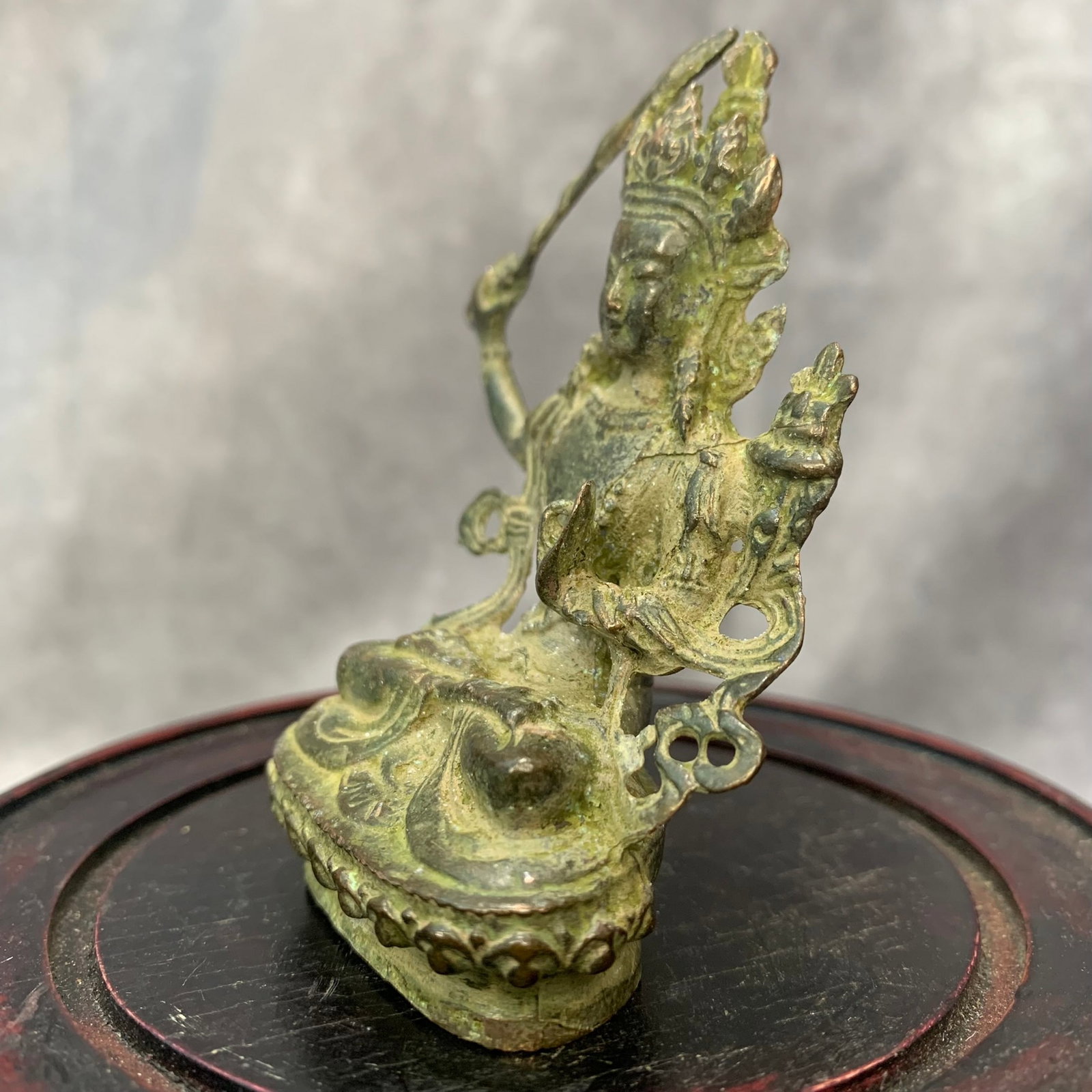 SMALL BRONZE MANJUSRI BUDDHA STATUE - 4
