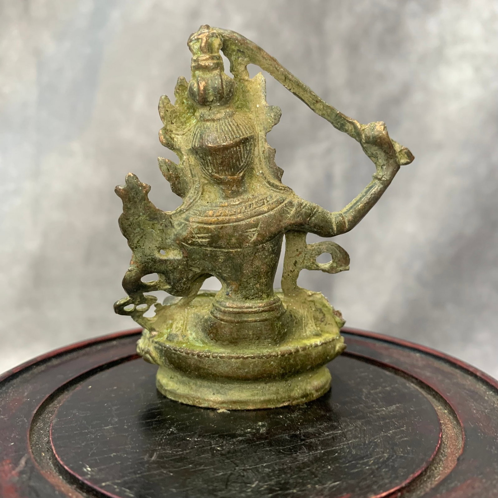 SMALL BRONZE MANJUSRI BUDDHA STATUE - 5