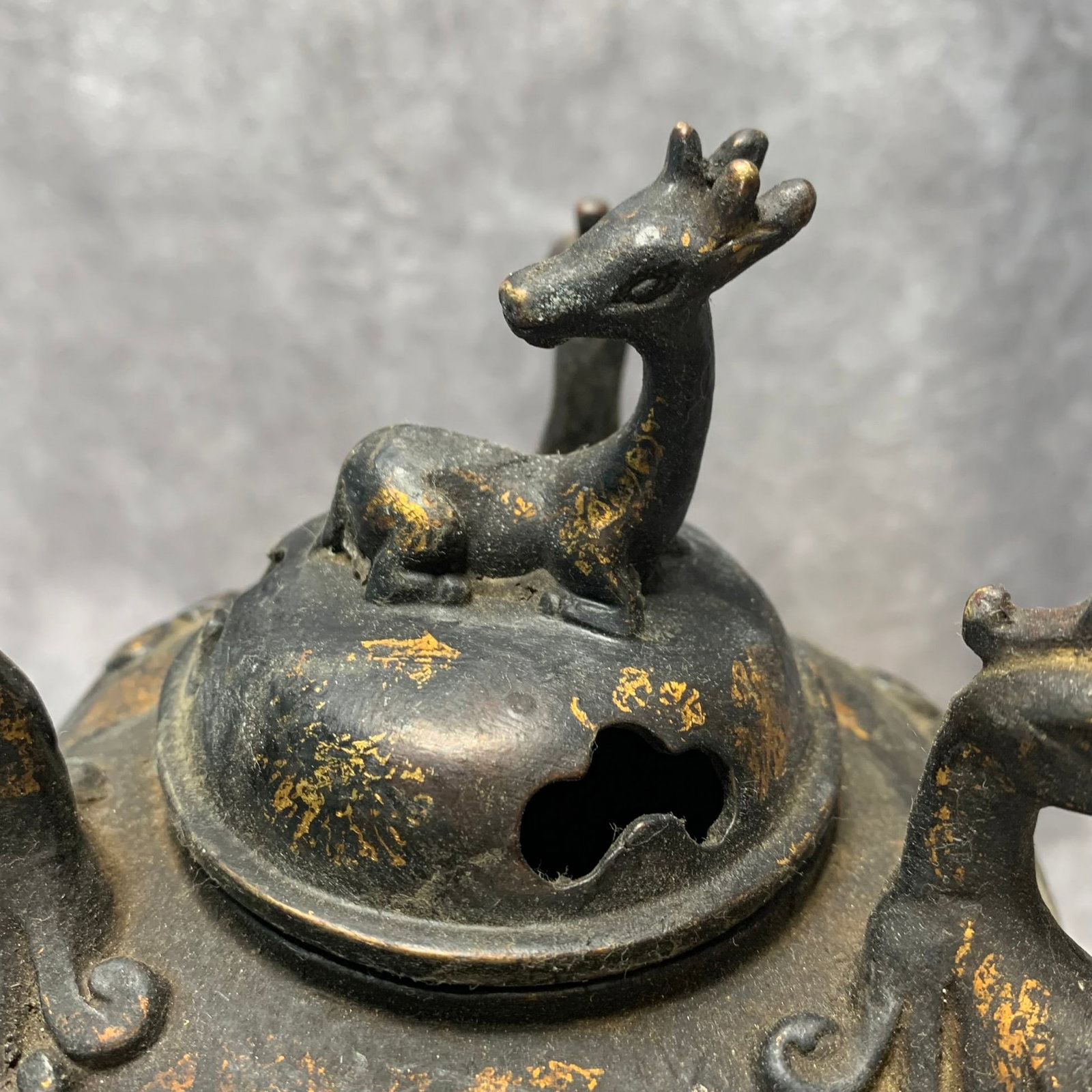GILT BRONZE THREE PHOENIXES PATTERN INCENSE BURNER - 4