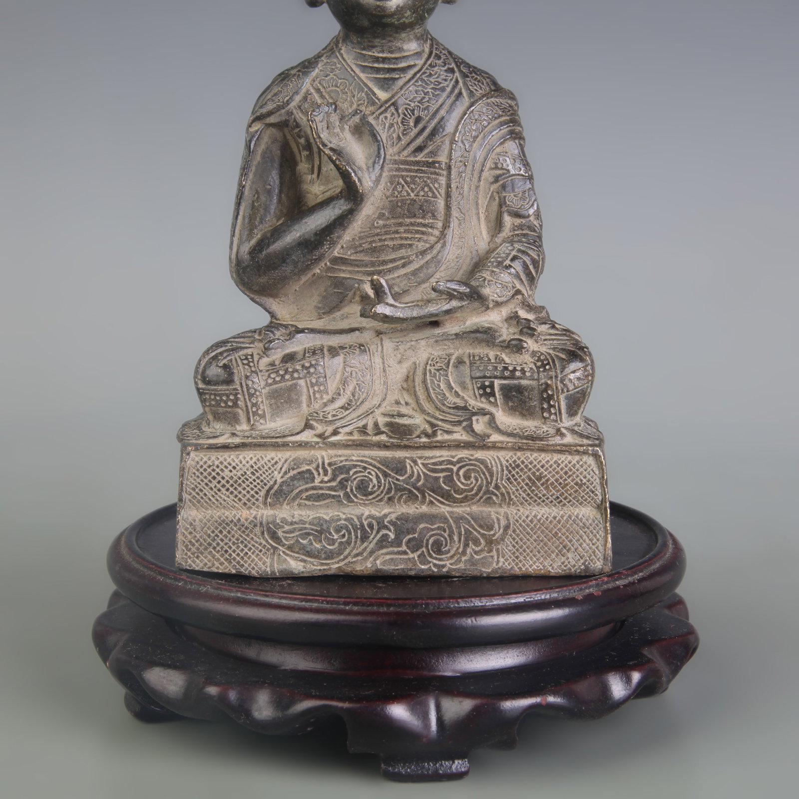 A FINE BRONZE LAMA STATUE BUDDHIST MASTER - 3