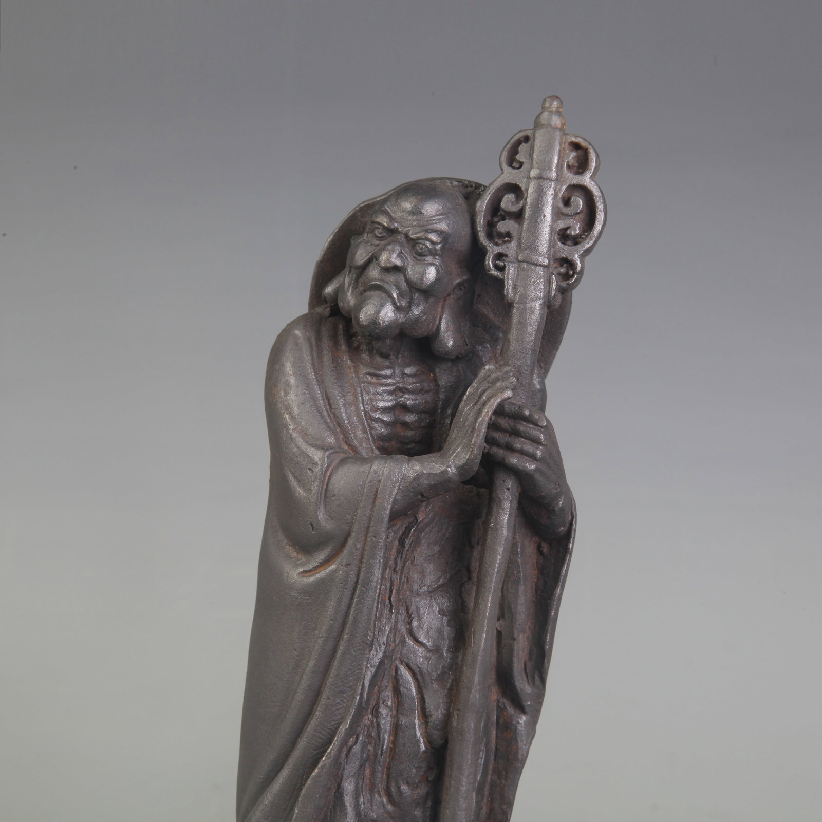 A FINE CAST IRON ARHAT STATUE - 2