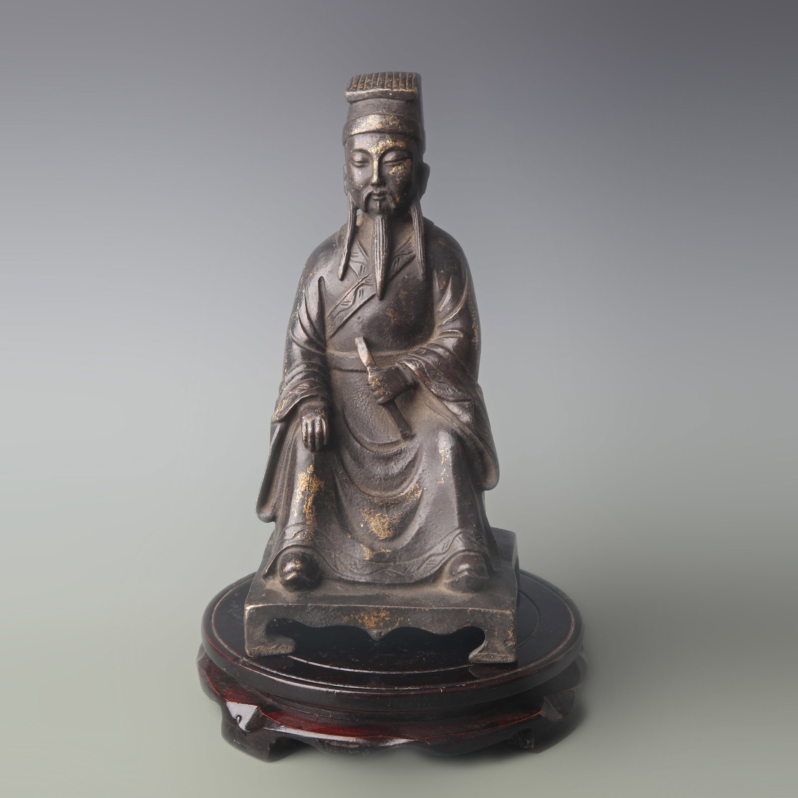 A FINE BRONZE DEITY WENCHANG DIJUN, GOD OF CULTURE AND LITERATURE (1 of 6)