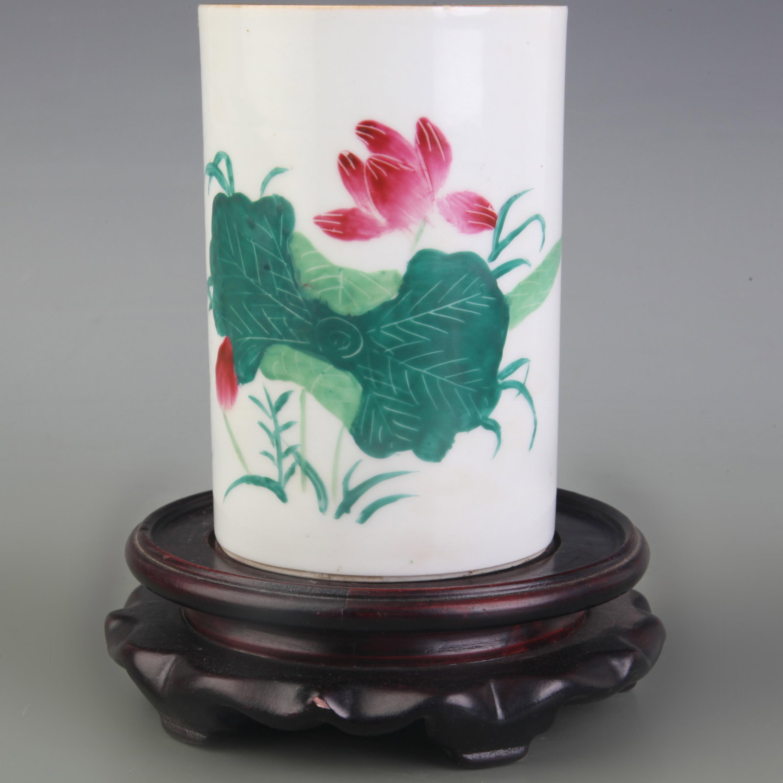 FAMILLE ROSE FLOWER PATTERN BRUSH POT - 3