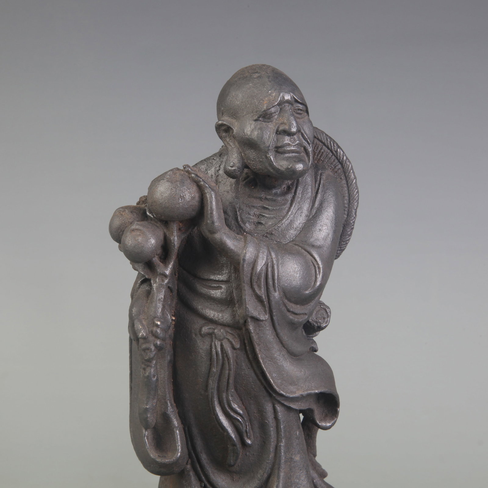 A FINE CAST IRON ARHAT (LUOHAN) STATUE - 2