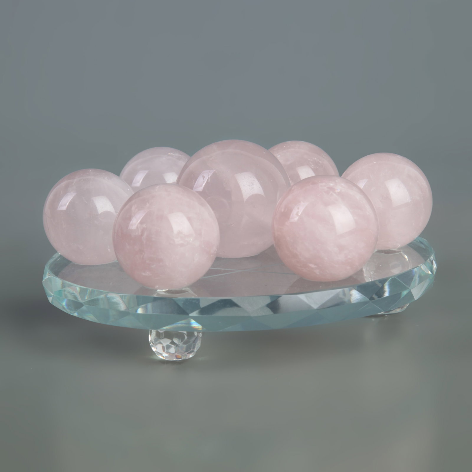 A SEVEN-STAR ARRANGEMENT OF ROSE QUARTZ CRYSTALS (1 of 5)