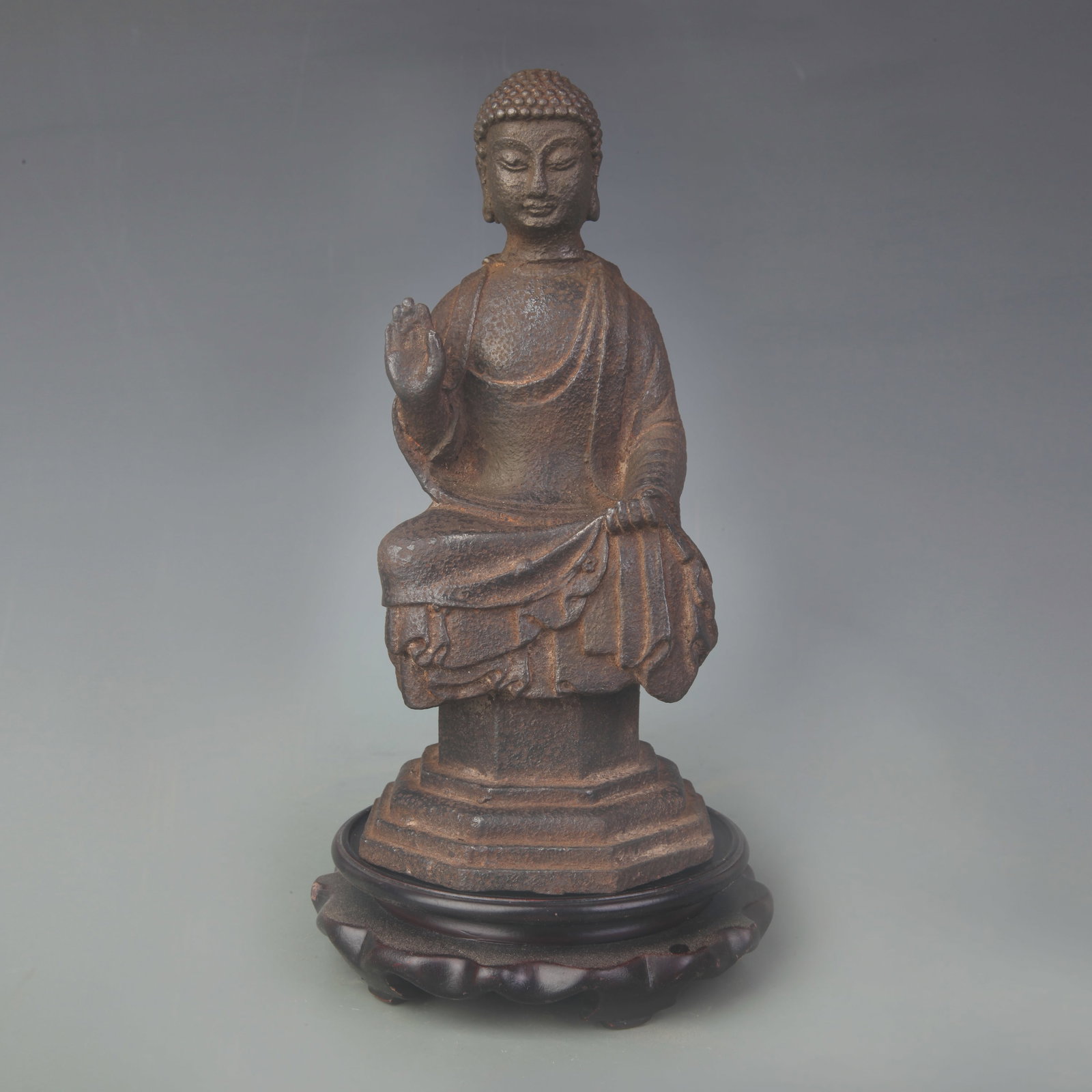 CAST-IRON SHAKYAMUNI BUDDHA STATUE (1 of 5)