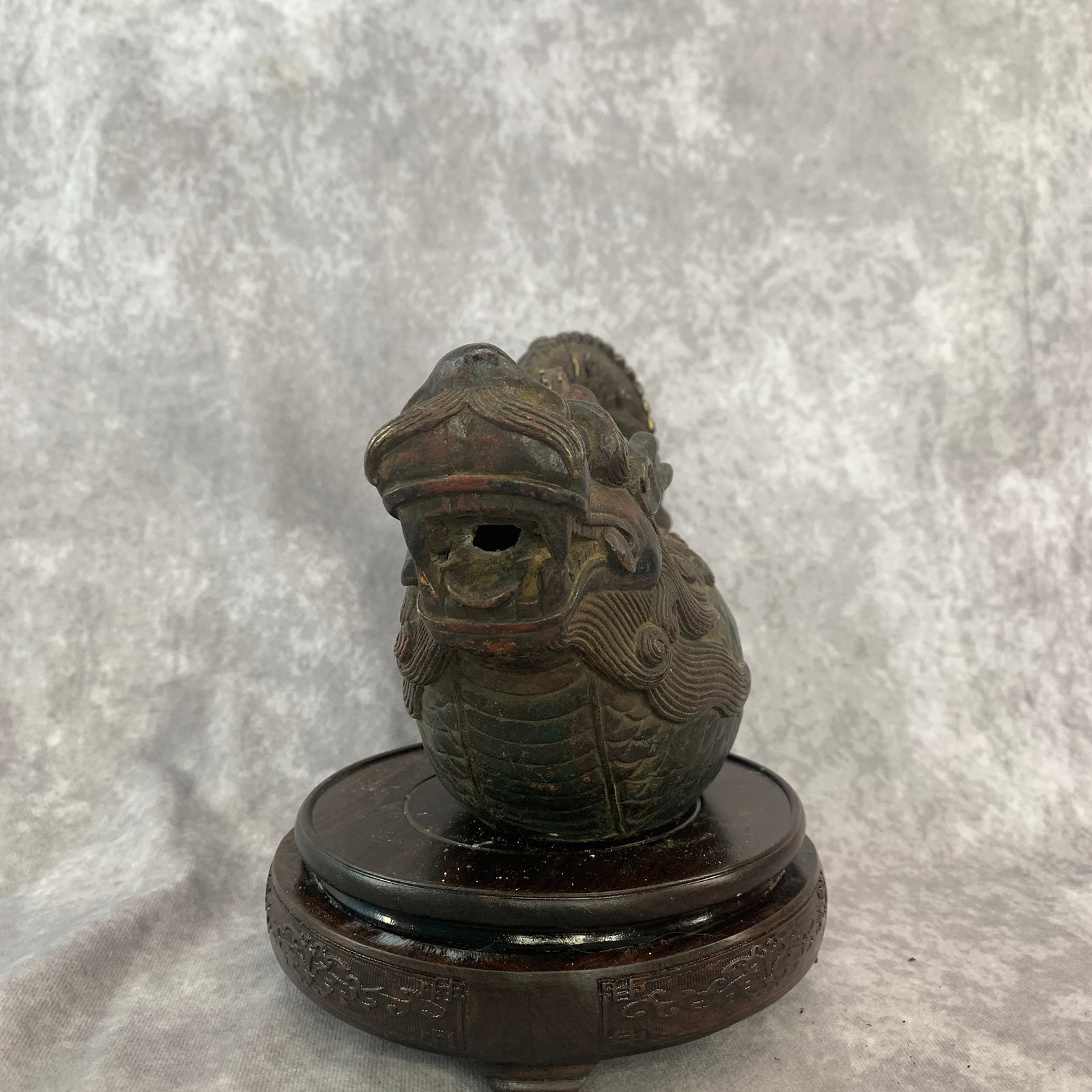 A FINE DRAGON HEADED FISH PATTERN BRONZE TEAPOT - 4