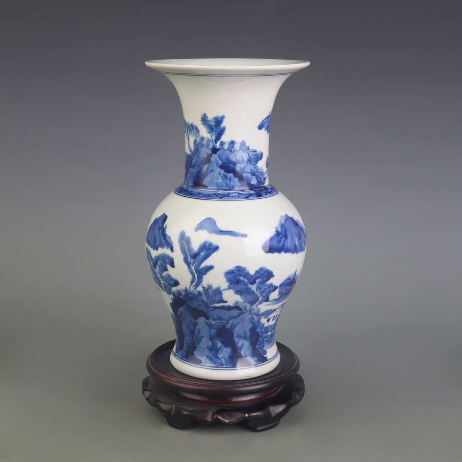 BLUE AND WHITE LANDSCAPE PATTERN FLOWER PORCELAIN VASE (1 of 5)
