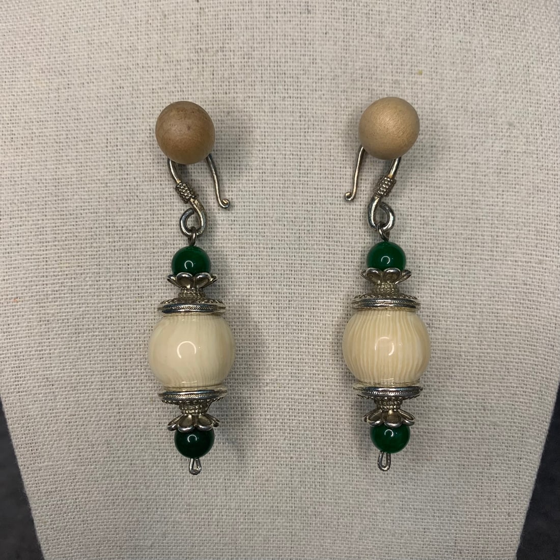 PAIR OF OLD BONE MADE EARRINGS (1 of 4)