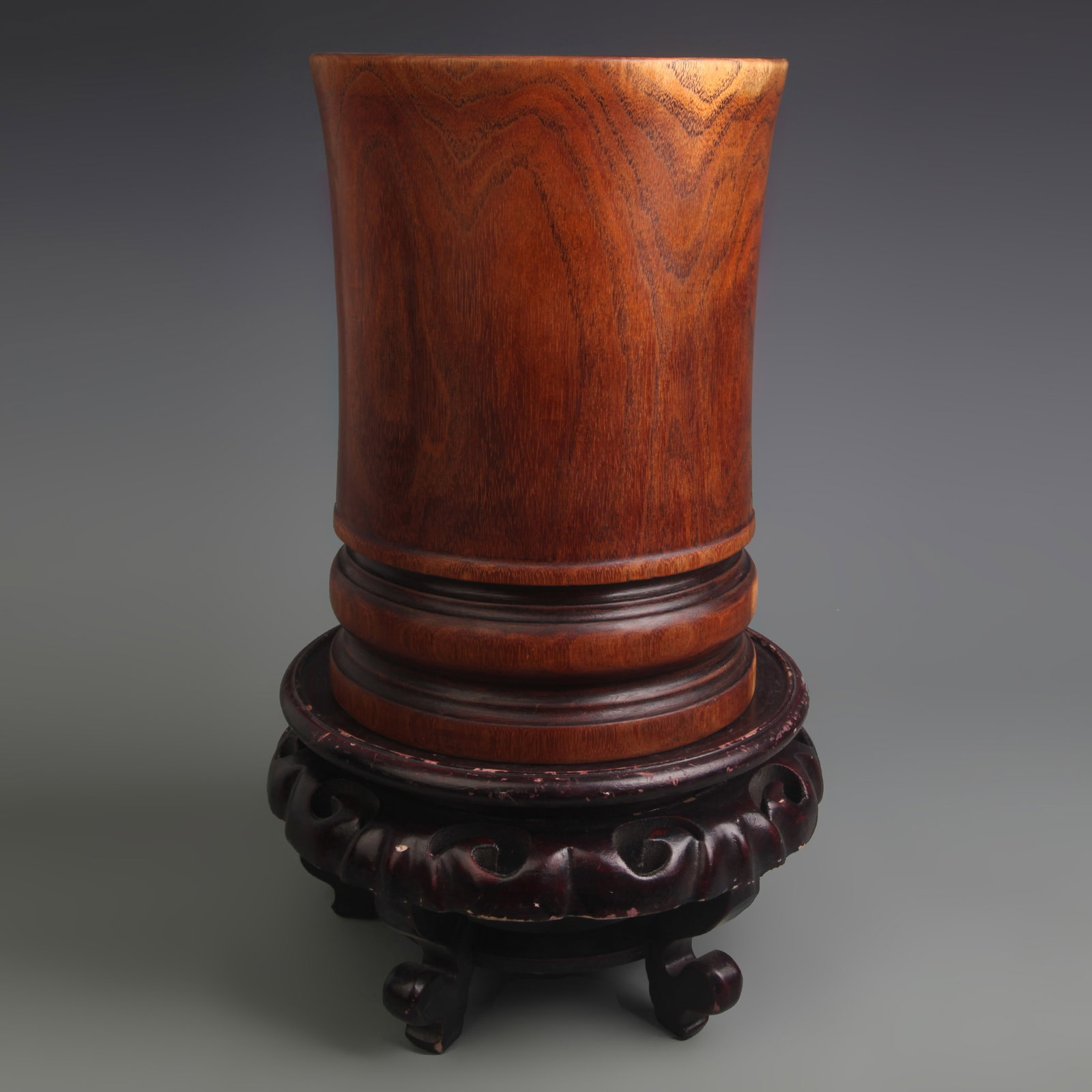 A LARGE HARDWOOD BRUSH POT - 4