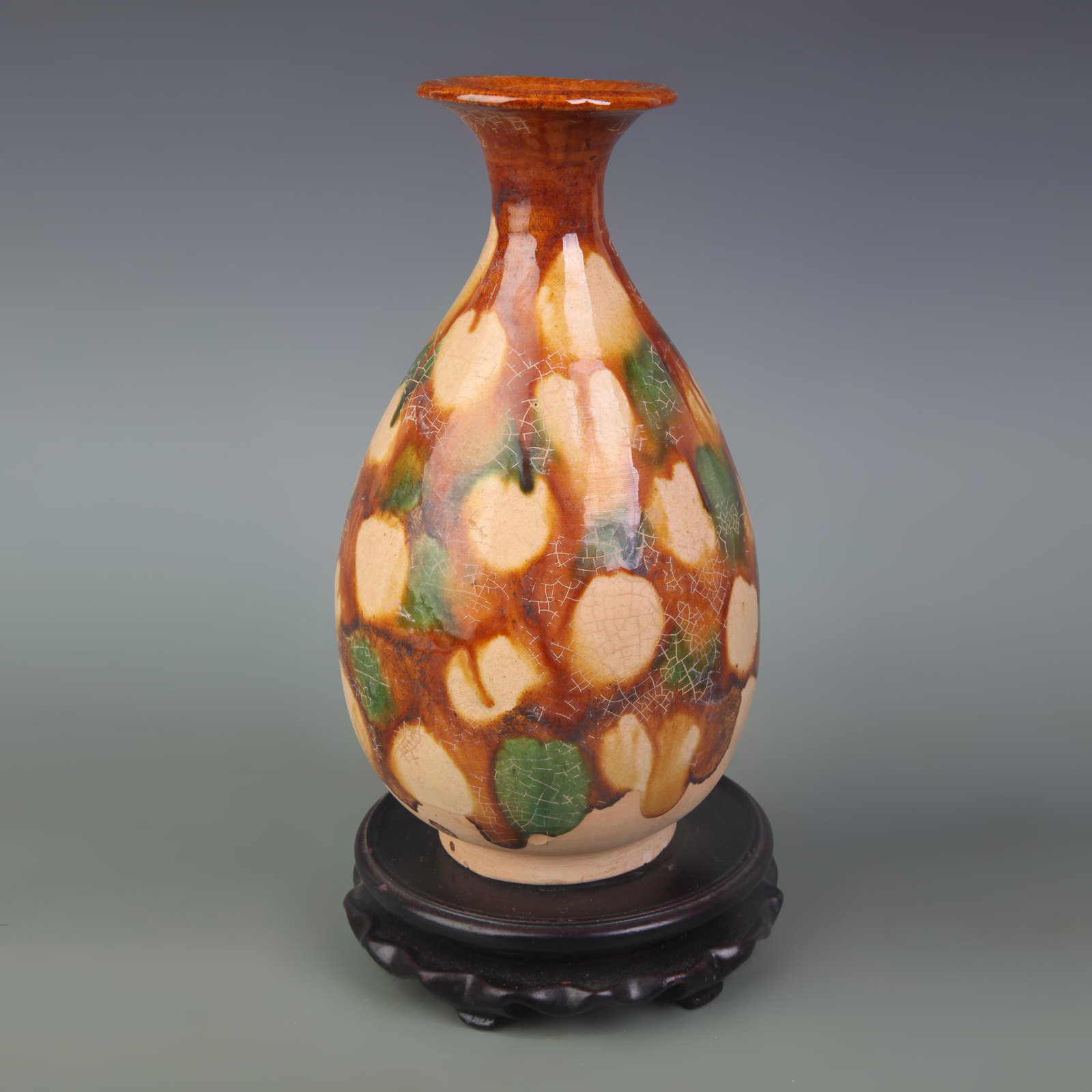 A SANCAI COLOR PORCELAIN YU HU CHUN VASE (1 of 5)