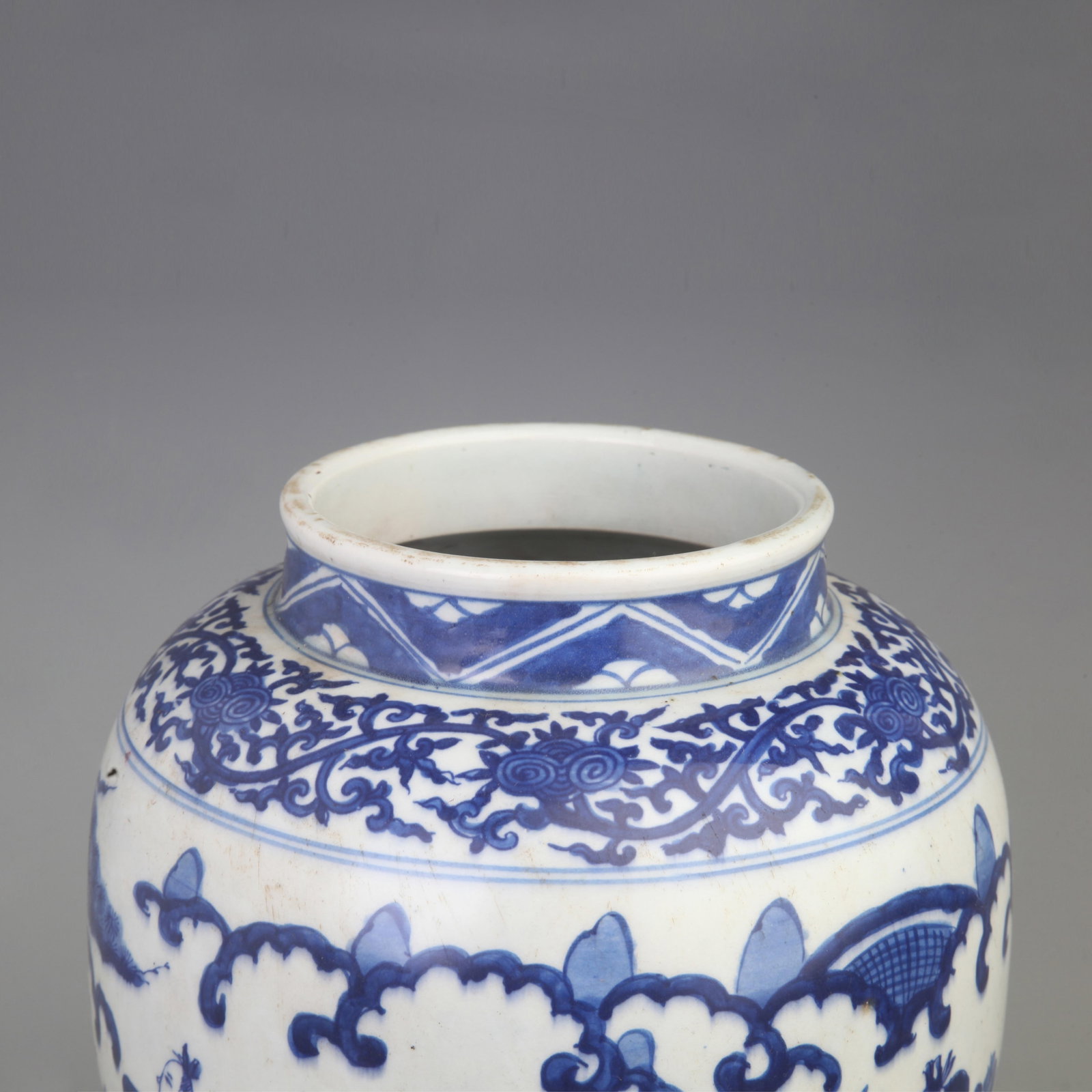 BLUE AND WHITE CHARACTER PATTERN PORCELAIN JAR - 2