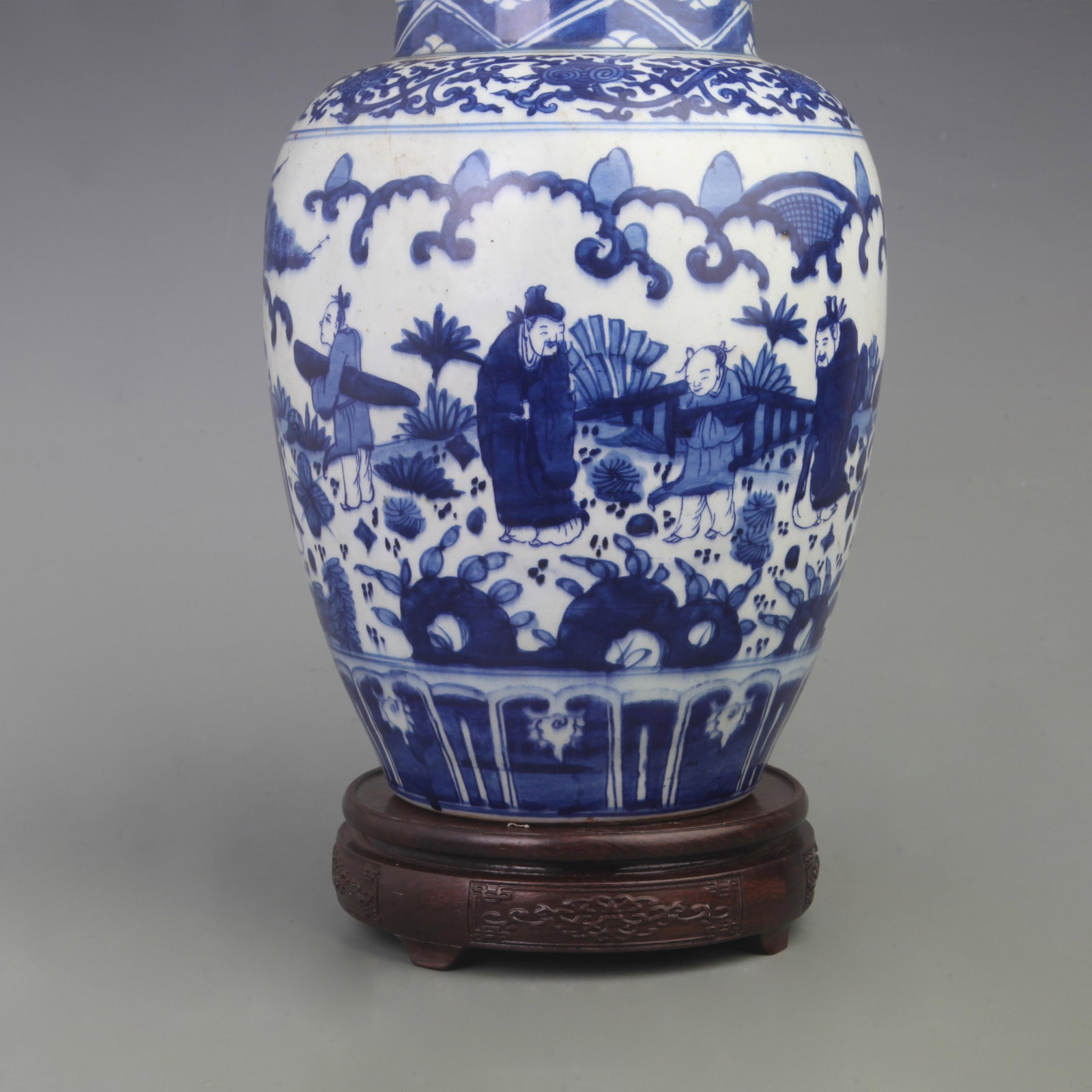 BLUE AND WHITE CHARACTER PATTERN PORCELAIN JAR - 3