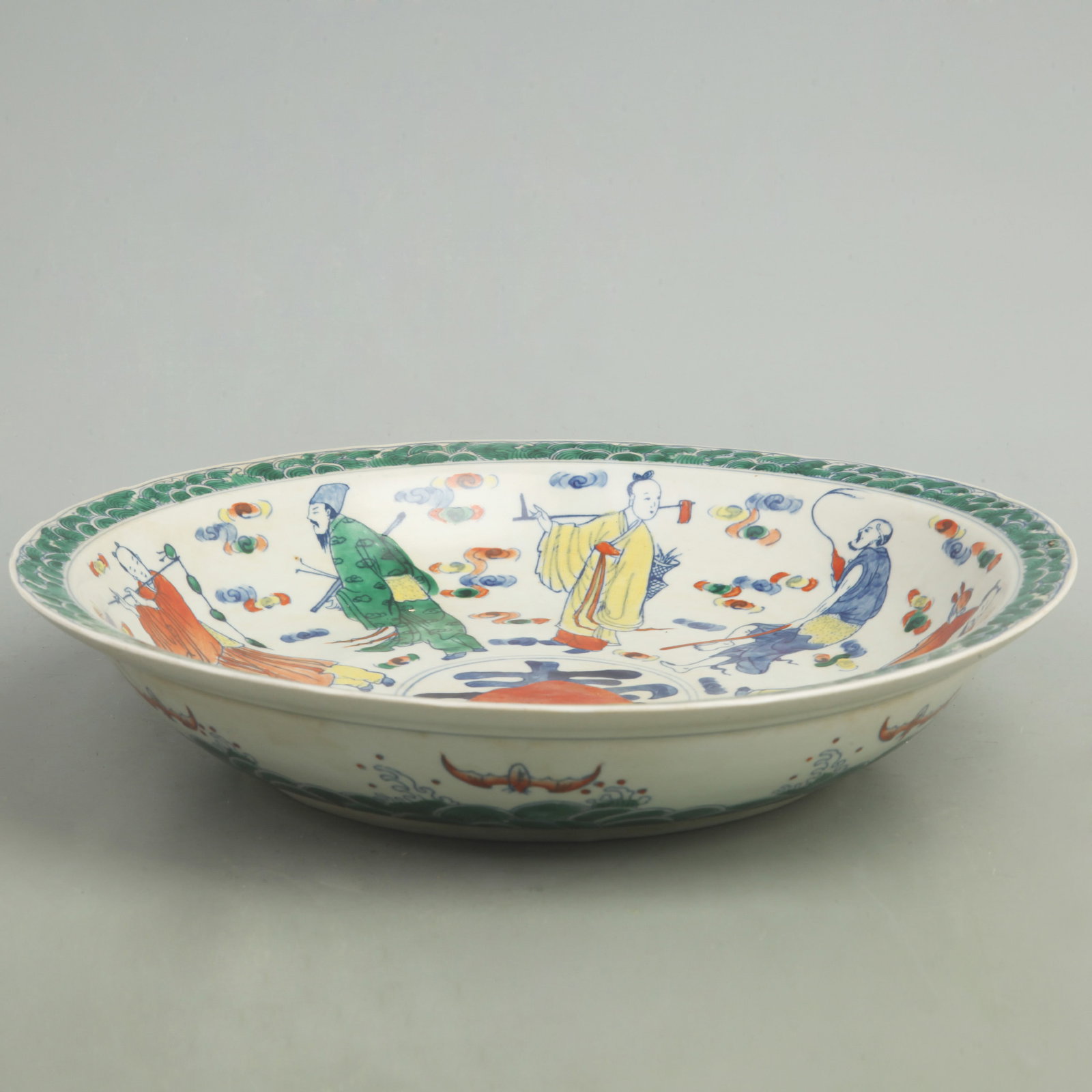 DOUCAI COLOR EIGHT IMMORTAL PATTERN PLATE - 3