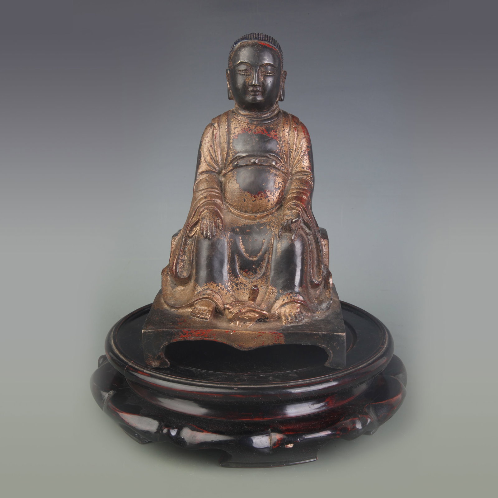 A FINE BRONZE FIGURE OF TAIYI ZHENREN: 20th Century; Width: 5.6 inch; High: 9.0 inch; Wooden base for picture and display only.