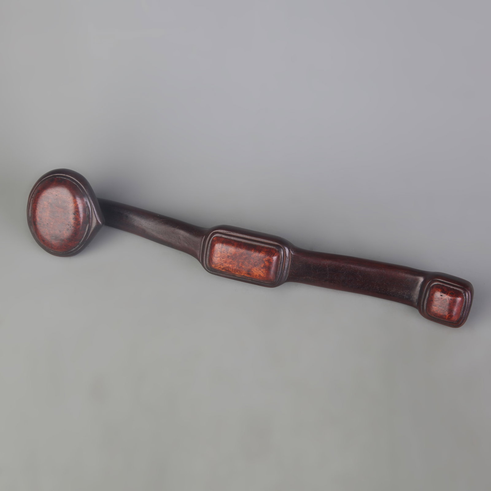 ZITAN WOOD RUYI SCEPTER WITH SHADOW-WOOD GRAIN: Qing Dynasty; Long: 15 inch