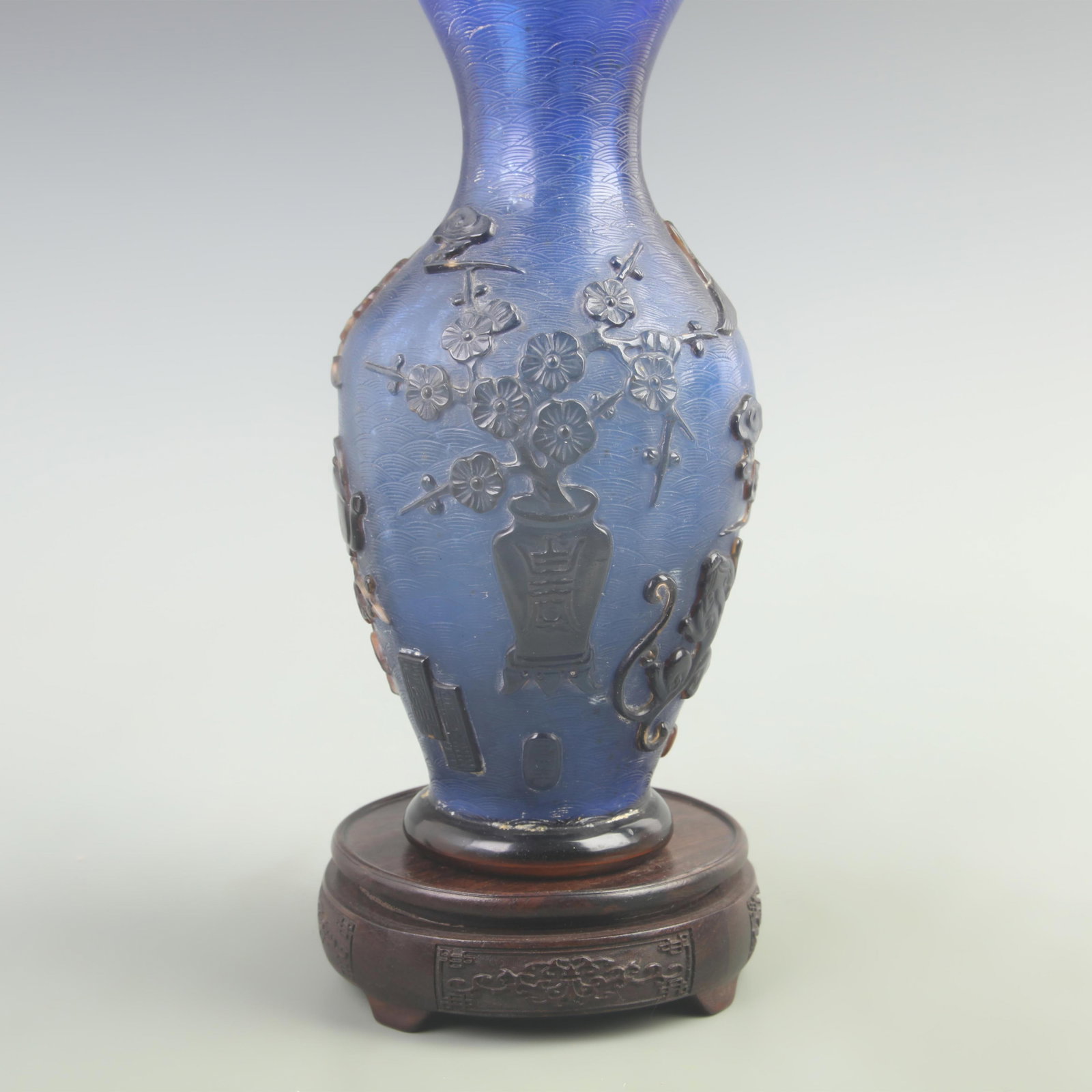 RARE FINE FLOWER PATTERN GLASS BOTTLE - 3
