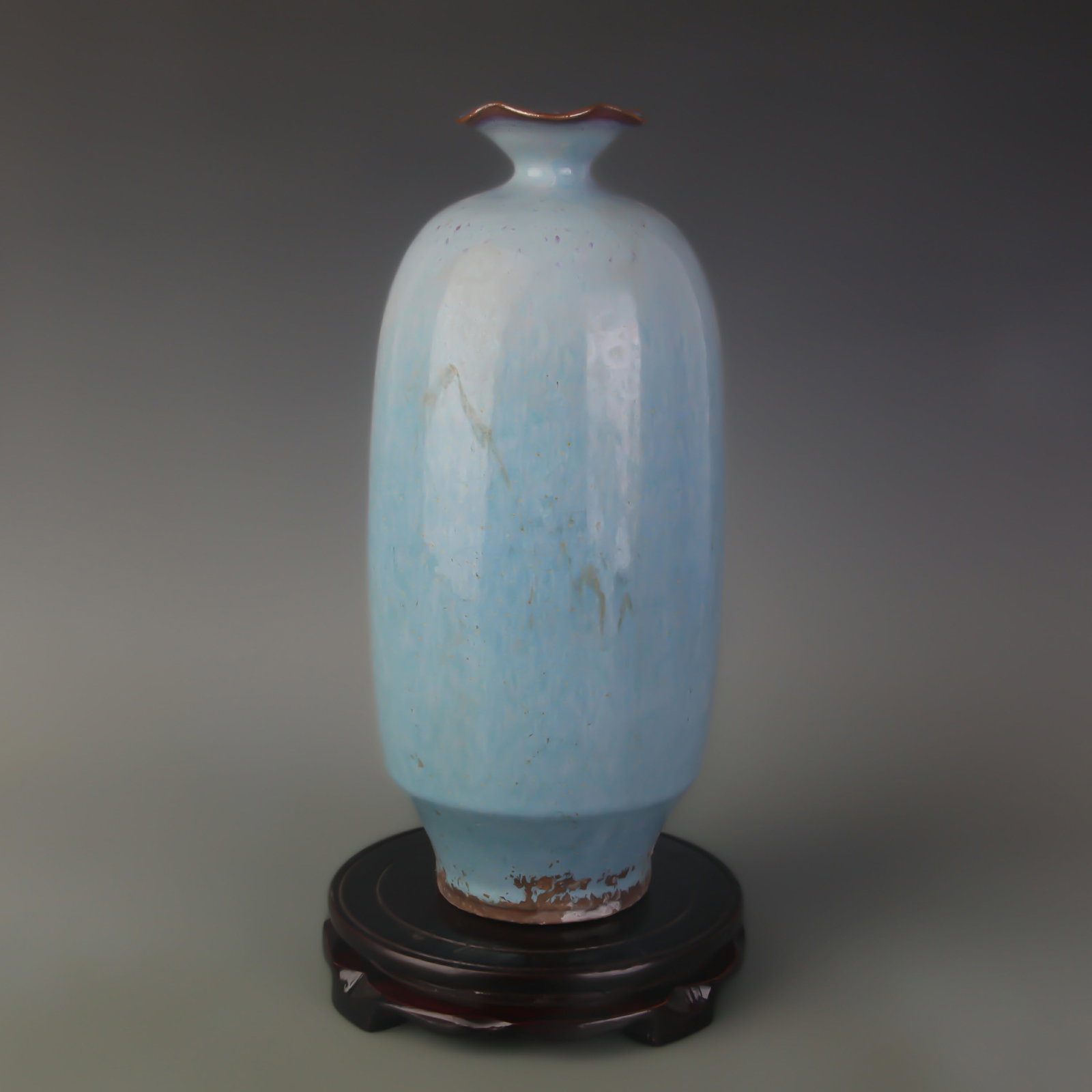 A JUN WARE FOLIATE-RIM VASE - 4