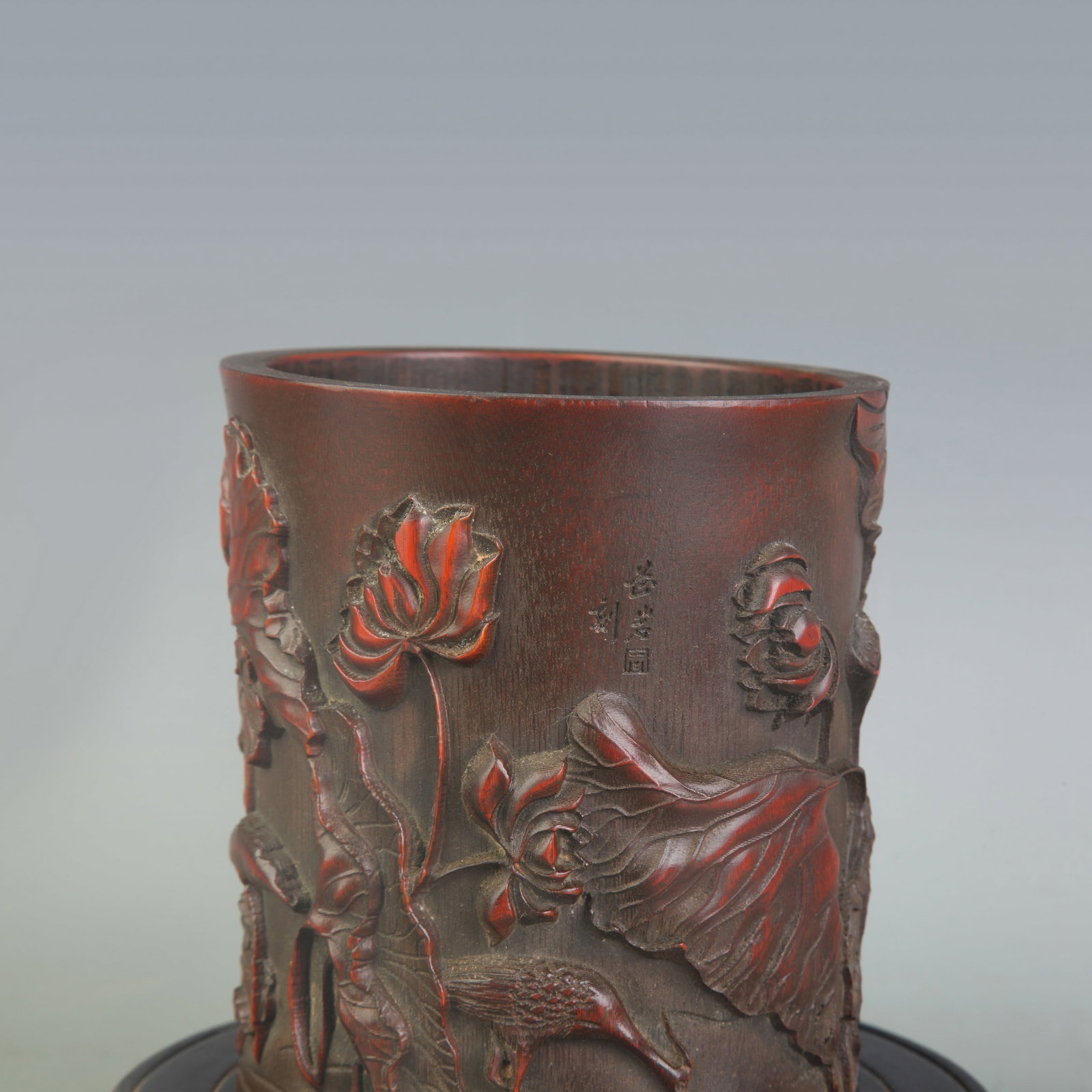 A CARVED BAMBOO BRUSH POT - 5