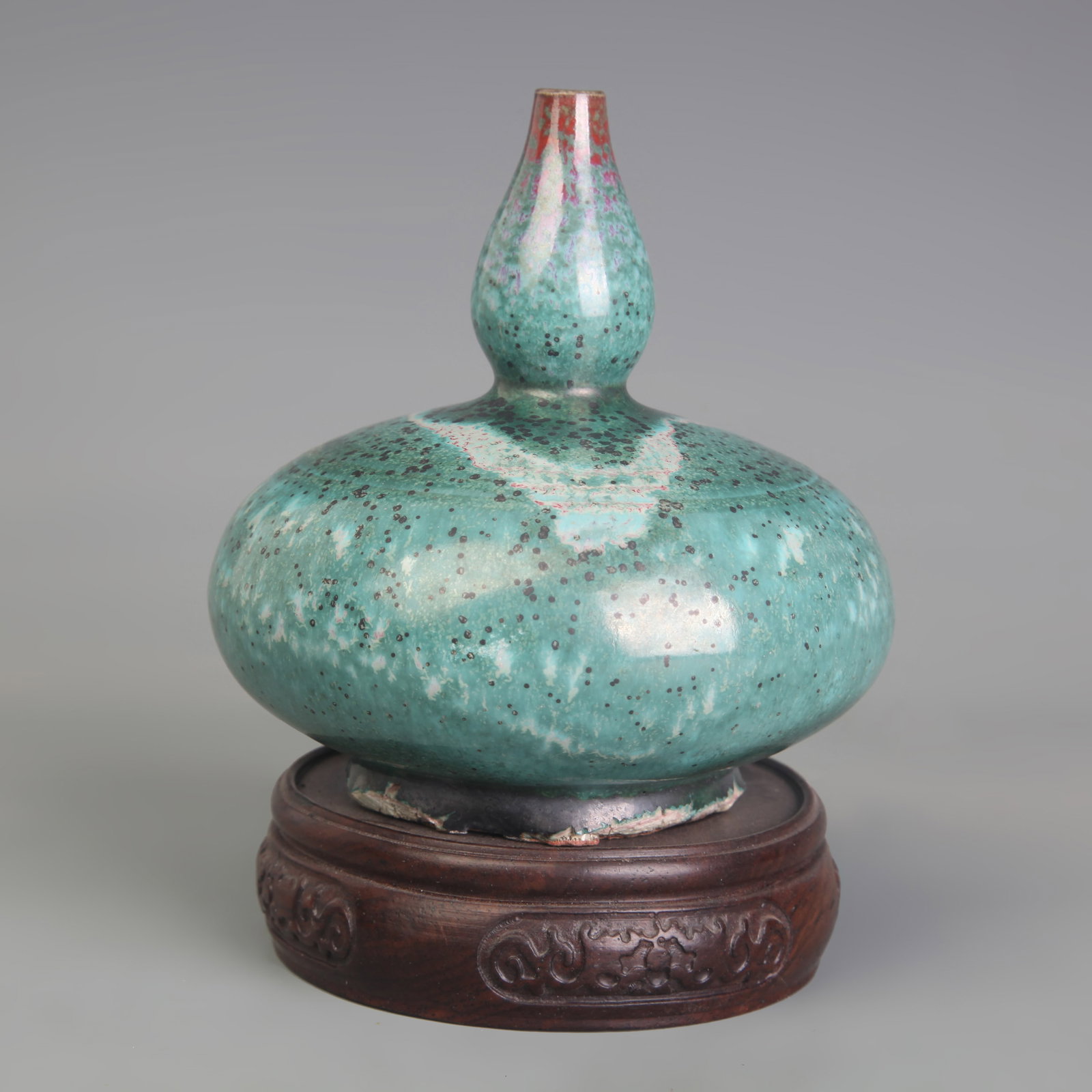 A FINE JUN GLAZED DOUBLE GOUND VASE - 4