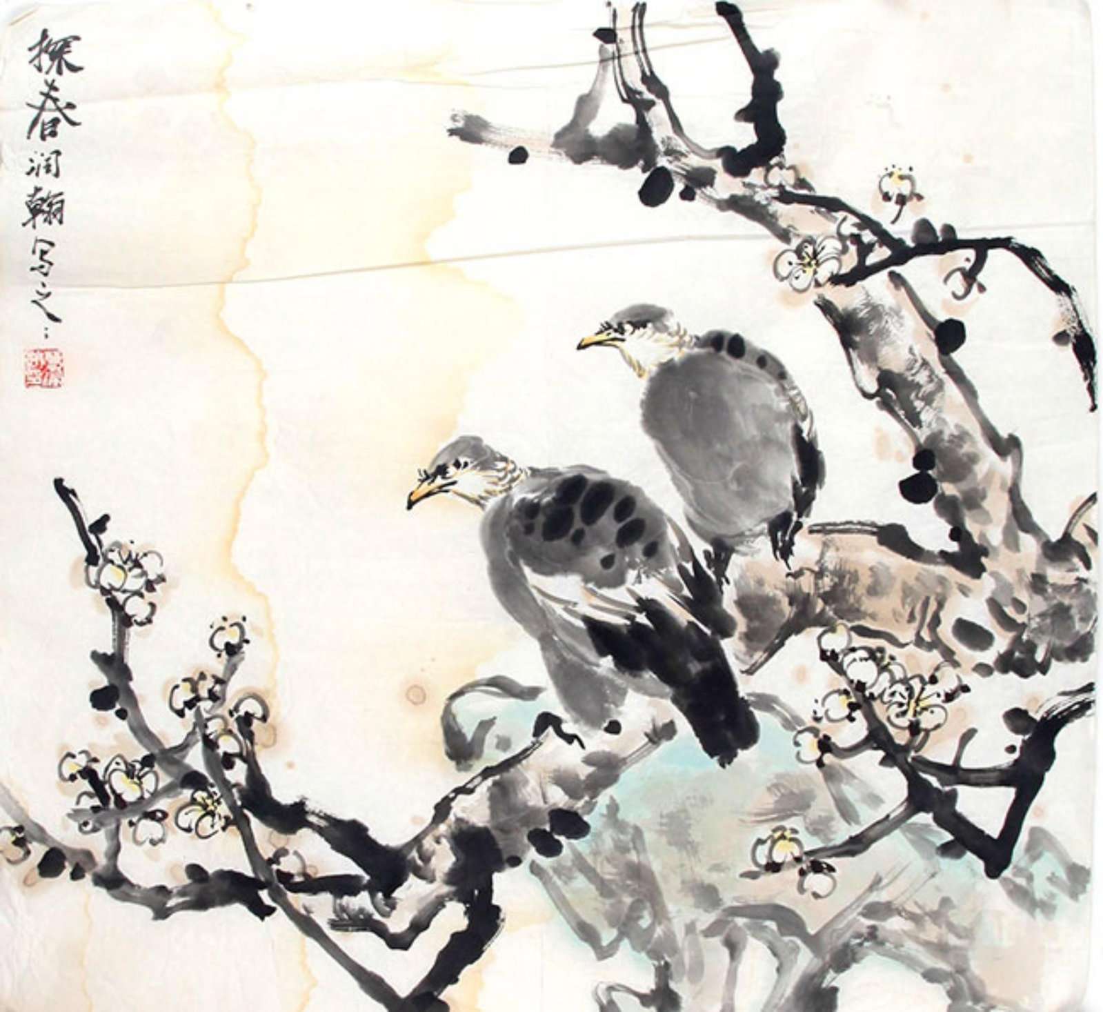 CHINESE PAINTING ATTRIBUTED TO GE RUNHAN: Contemporary; High: 25.98 inch; Width: 26.77 inch; Wooden base for picture and display only.