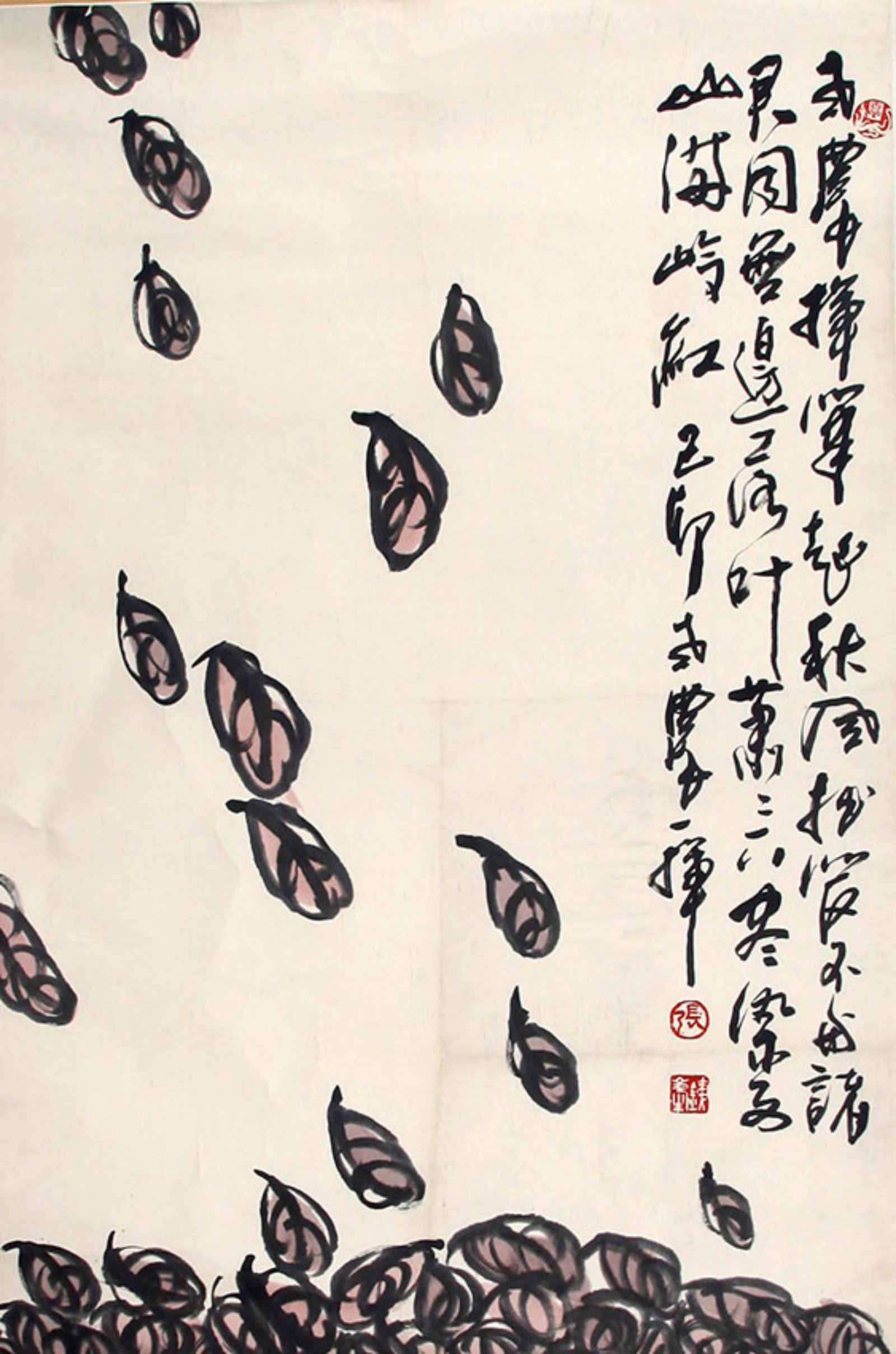 CHINESE PAINTING ATTRIBUTED TO ZHANG TIEFENG: Contemporary; High: 48.00 inch; Width: 31.5 inch; Wooden base for picture and display only.