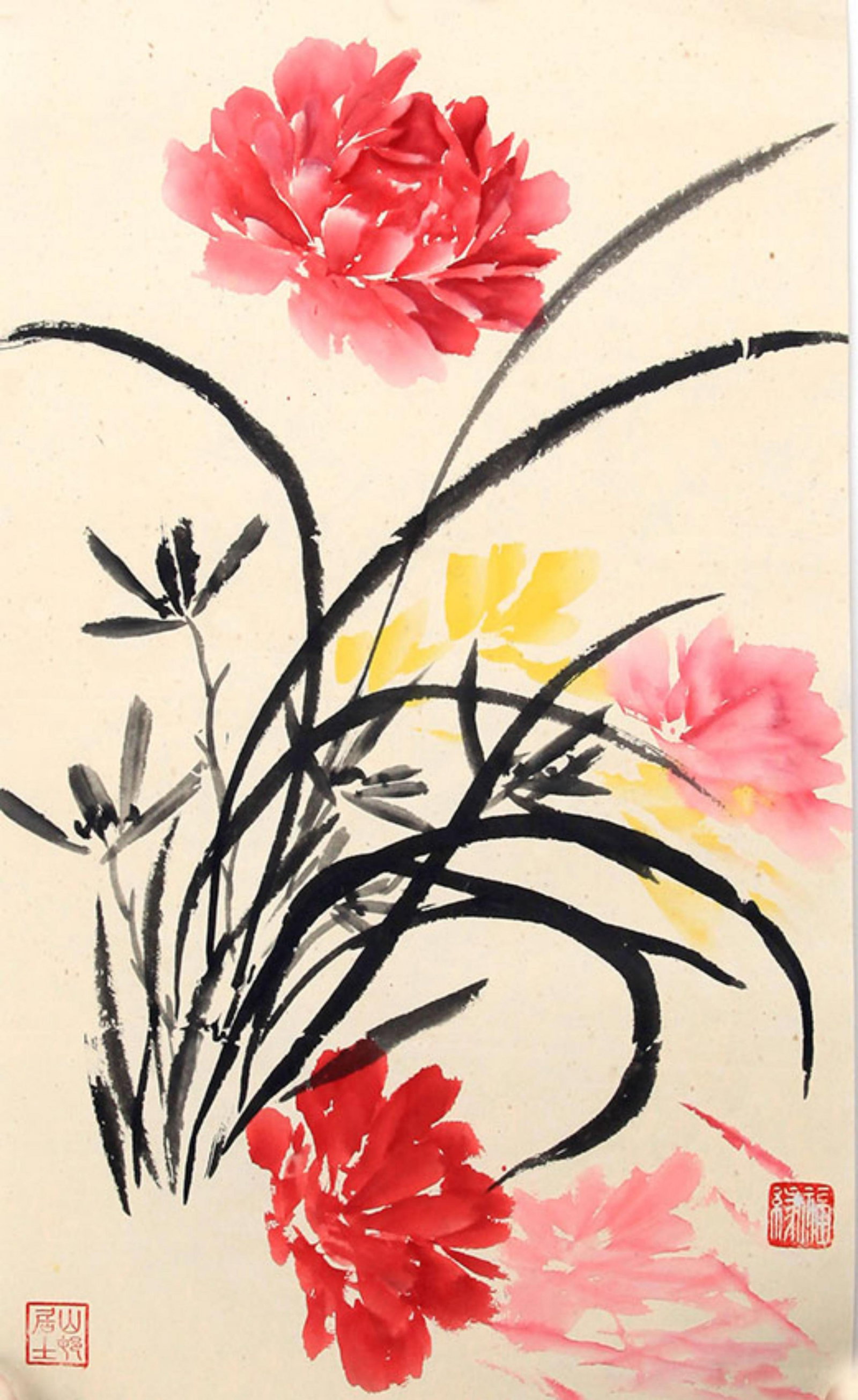 CHINESE PAINTING ATTRIBUTED TO WANG FU YUAN: Contemporary, High: 21.5 inch; Width: 13.00 inch. Wooden base for picture and display only.