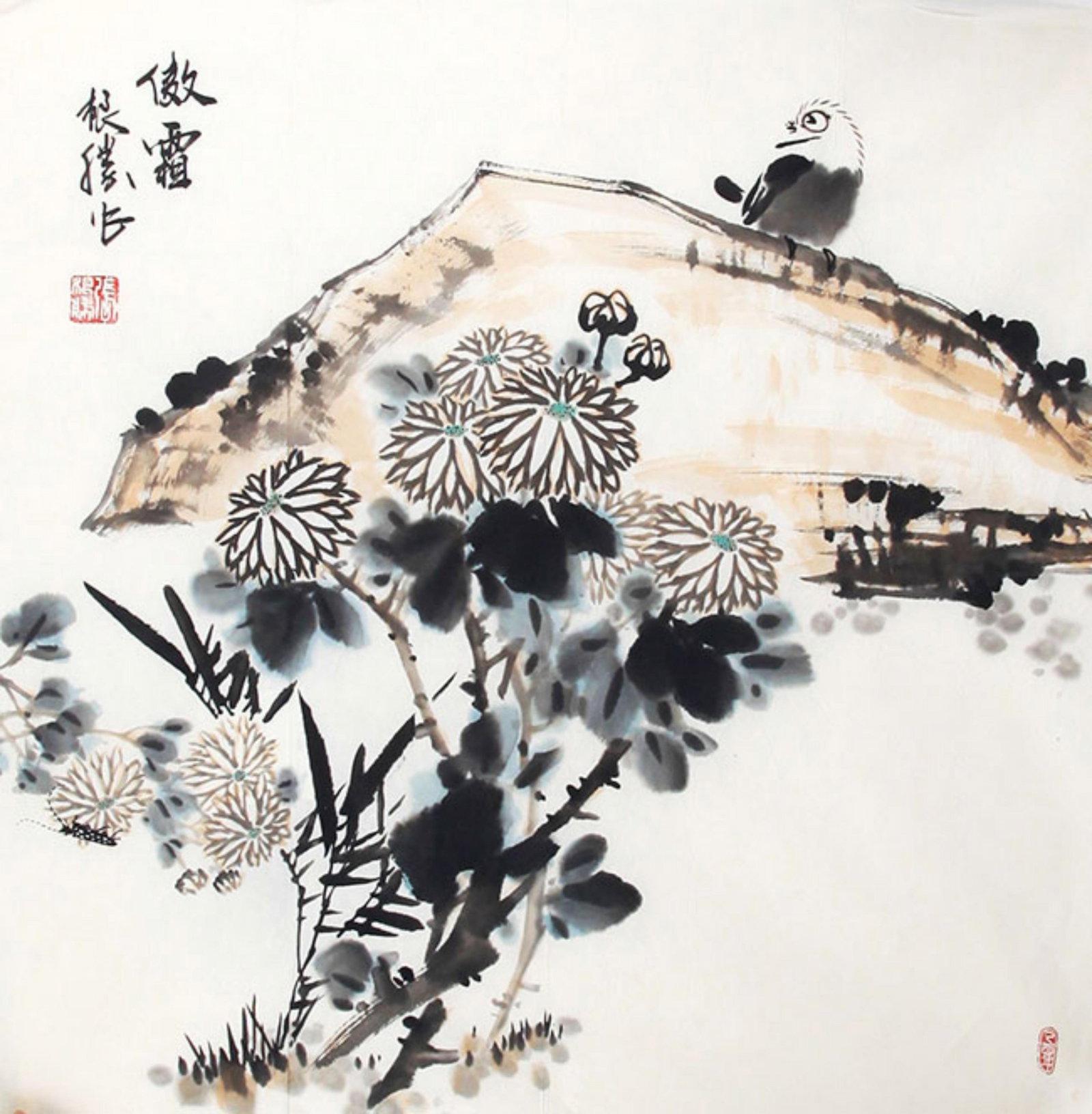 CHINESE PAINTING ATTRIBUTED TO ZHANG GENSHENG: Contemporary; High: 27.00 inch; High: 27.00 inch; Wooden base for picture and display only.