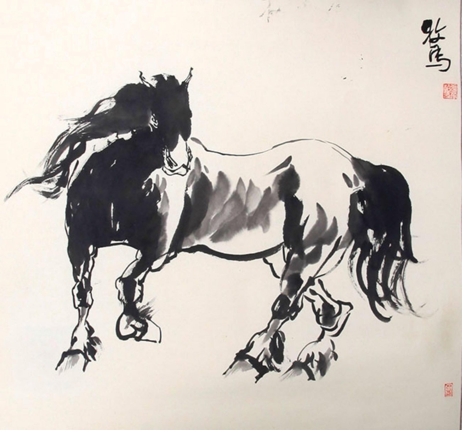 CHINESE PAINTING ATTRIBUTED TO ZHANG CHUNBAI: Contemporary; High: 30.00 inch; Width: 31.00 inch; Wooden base for picture and display only.