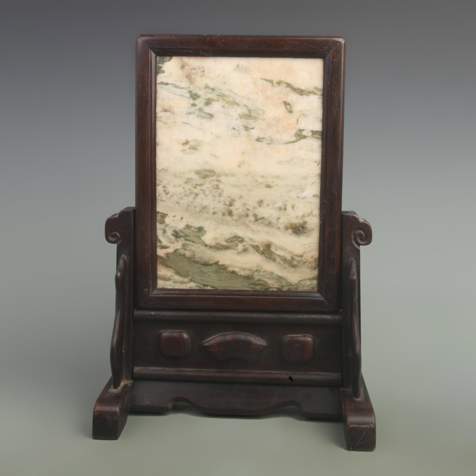 A HARDWOOD TABLE SCREEN WITH MARBLE INLAY (1 of 5)