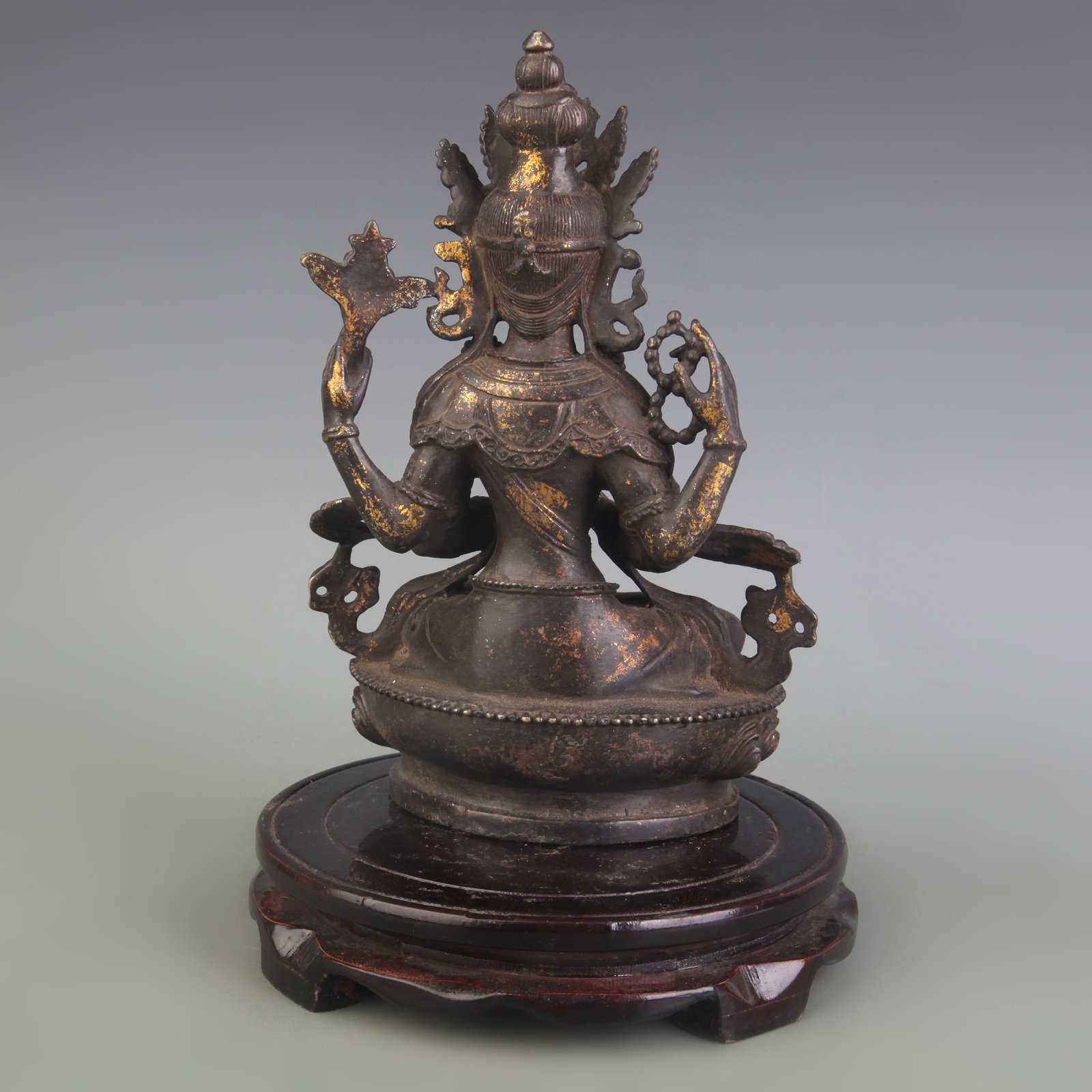 BRONZE FOUR ARMED GUANYIN STATUE - 4
