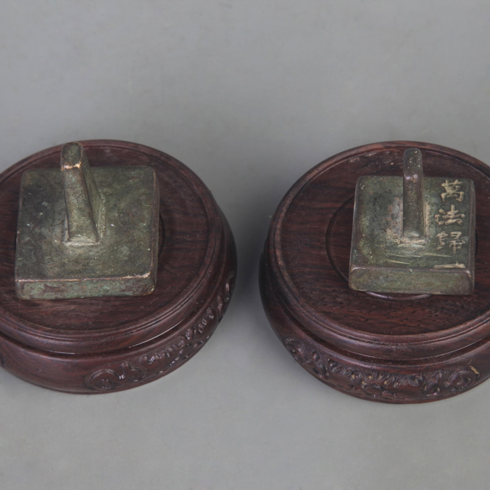TWO SMALL BRONZE SQUARE SEALS - 2