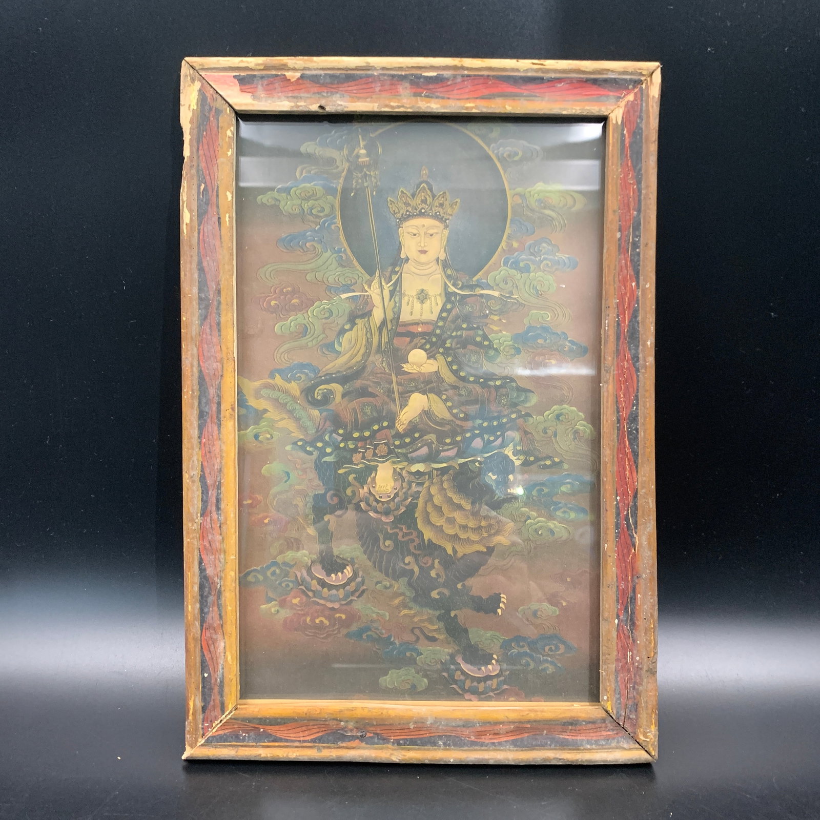 A FINE FRAMED TIBETAN PAINTING – KSITIGARBHA (1 of 6)