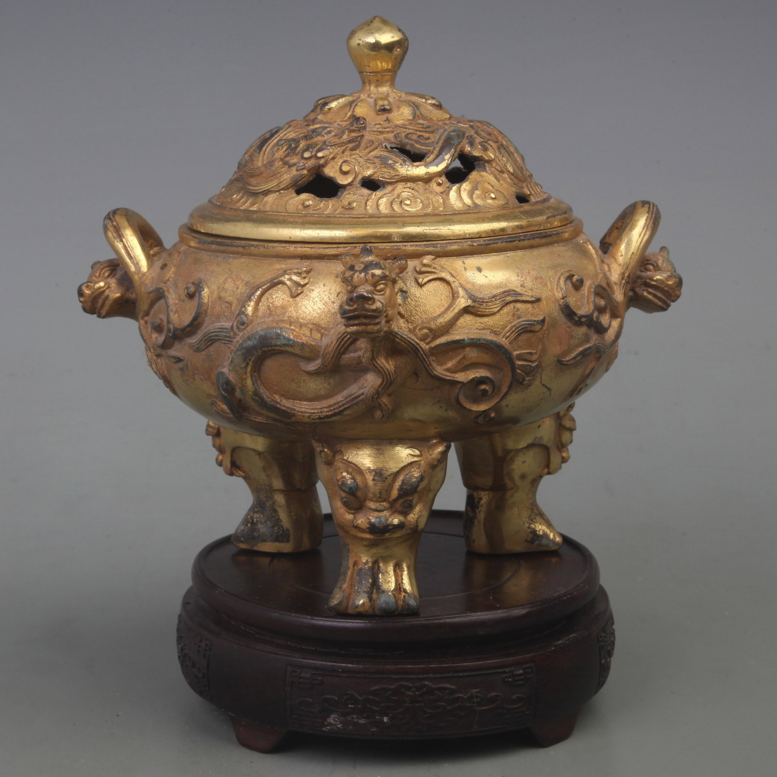 A FINE DRAGON PATTERN BRONZE INCENSE BURNER - 3