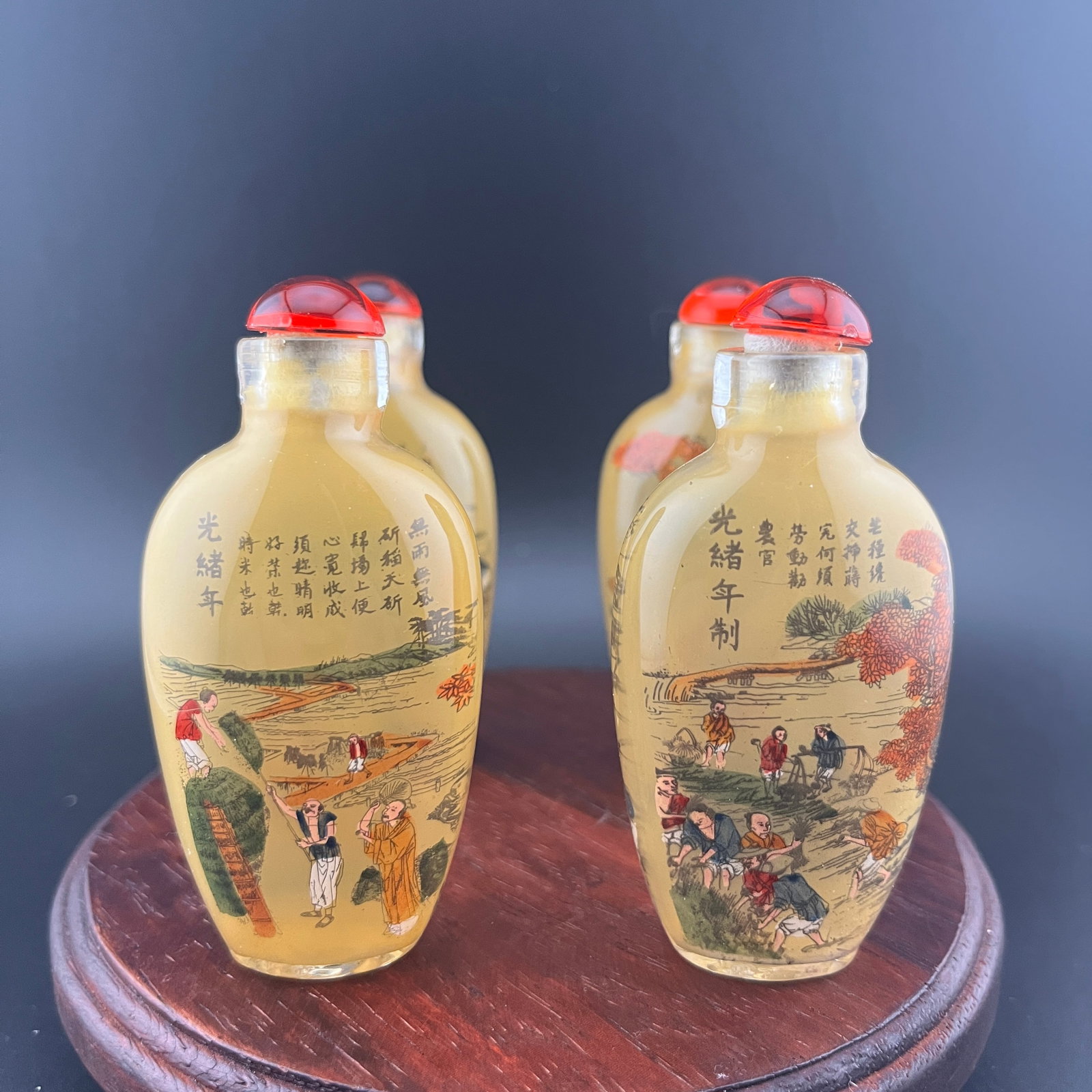 GROUP OF FOUR INNER PAINTED GLASS MADE SNUFF BOTTLE (1 of 6)
