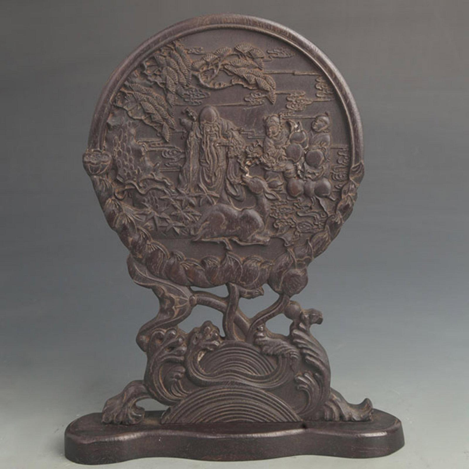 A FINE ROSEWOOD MADE FINELY CARVED TABLE SCREEN (1 of 5)
