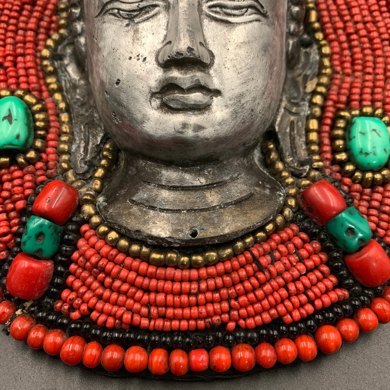 HIMALAYAN BEADED BUDDHA HEAD WALL PLAQUE - 3