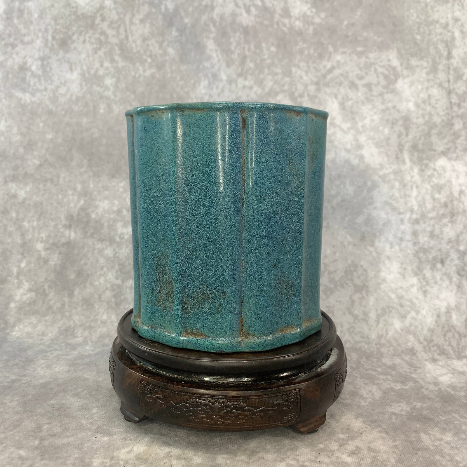 JUN WARE PORCELAIN LOBED BRUSH POT - 2