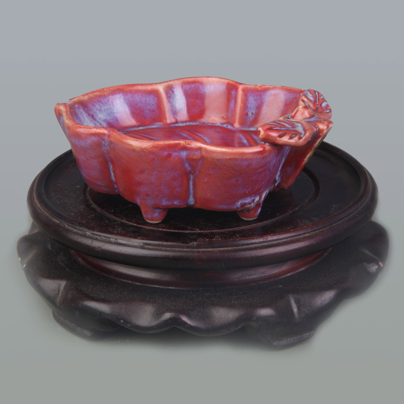 A FINE RED COLOR GROUND SCHOLAR'S PEN WASH: Qing Dynasty; Long: 4.0 inch; . Wooden base for display only