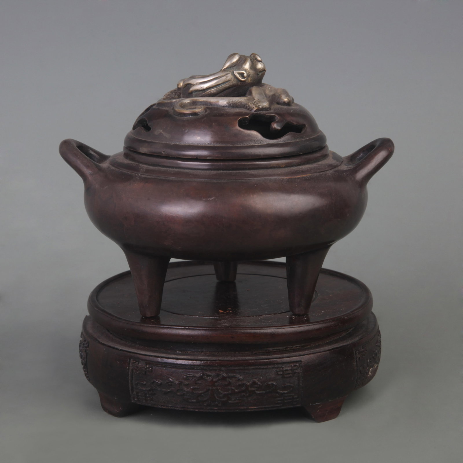 RARE BRONZE DRAGON STYLE THREE FOOT INCENSER BURNER (1 of 5)