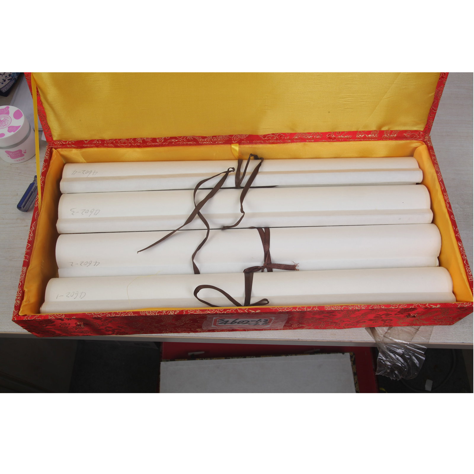 "SPRING, SUMMER, AUTUMN, AND WINTER" PAINTING ATTRIBUTED TO TENG SHI QI: Modern; Long: 44.2 inch; Width: 14.0 inch. Wooden base for display only