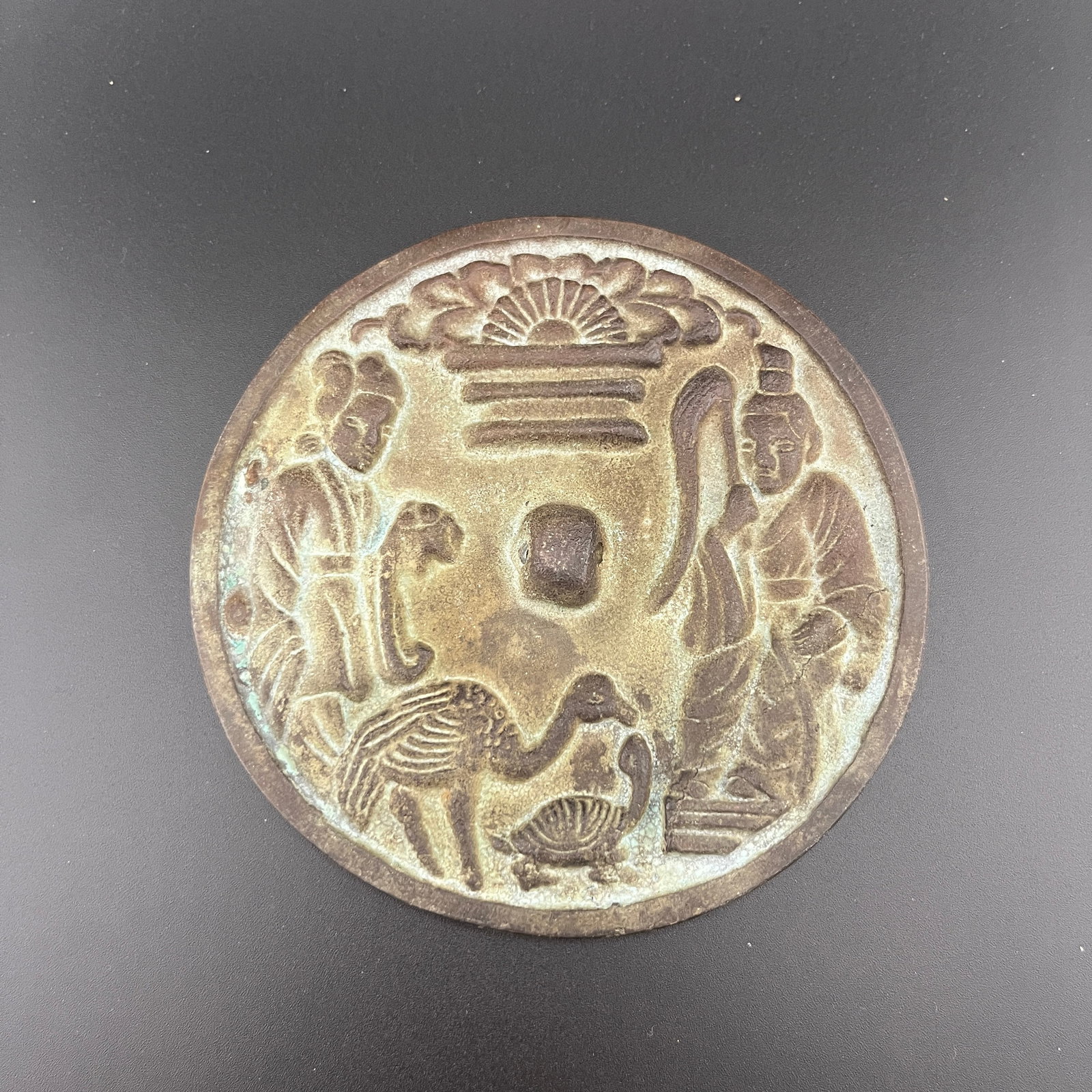 ARCHAIC-STYLE BRONZE MIRROR WITH LONGEVITY MOTIFS (1 of 3)