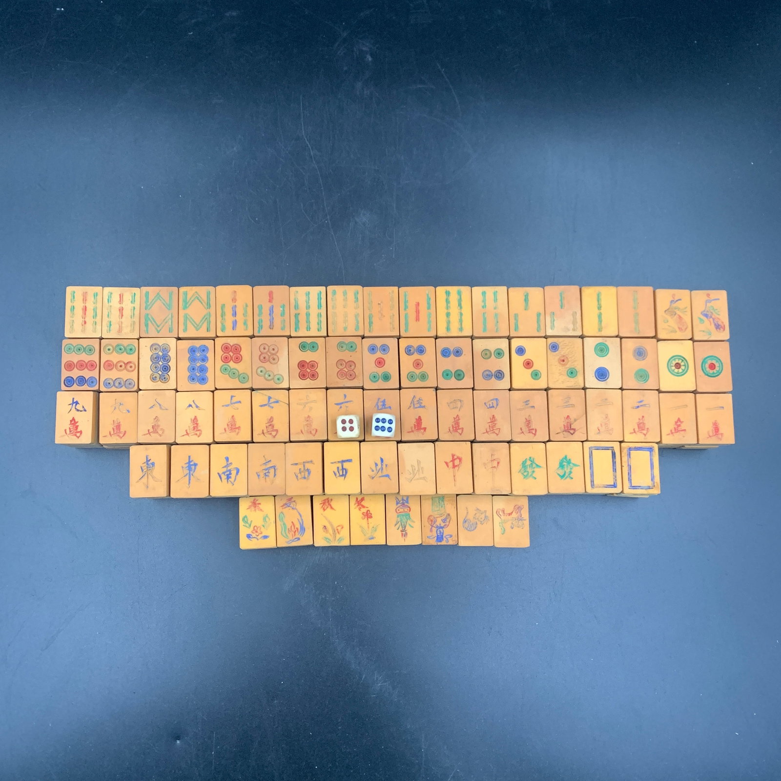 ANTIQUE BONE AND BAMBOO MAHJONG SET (1 of 3)