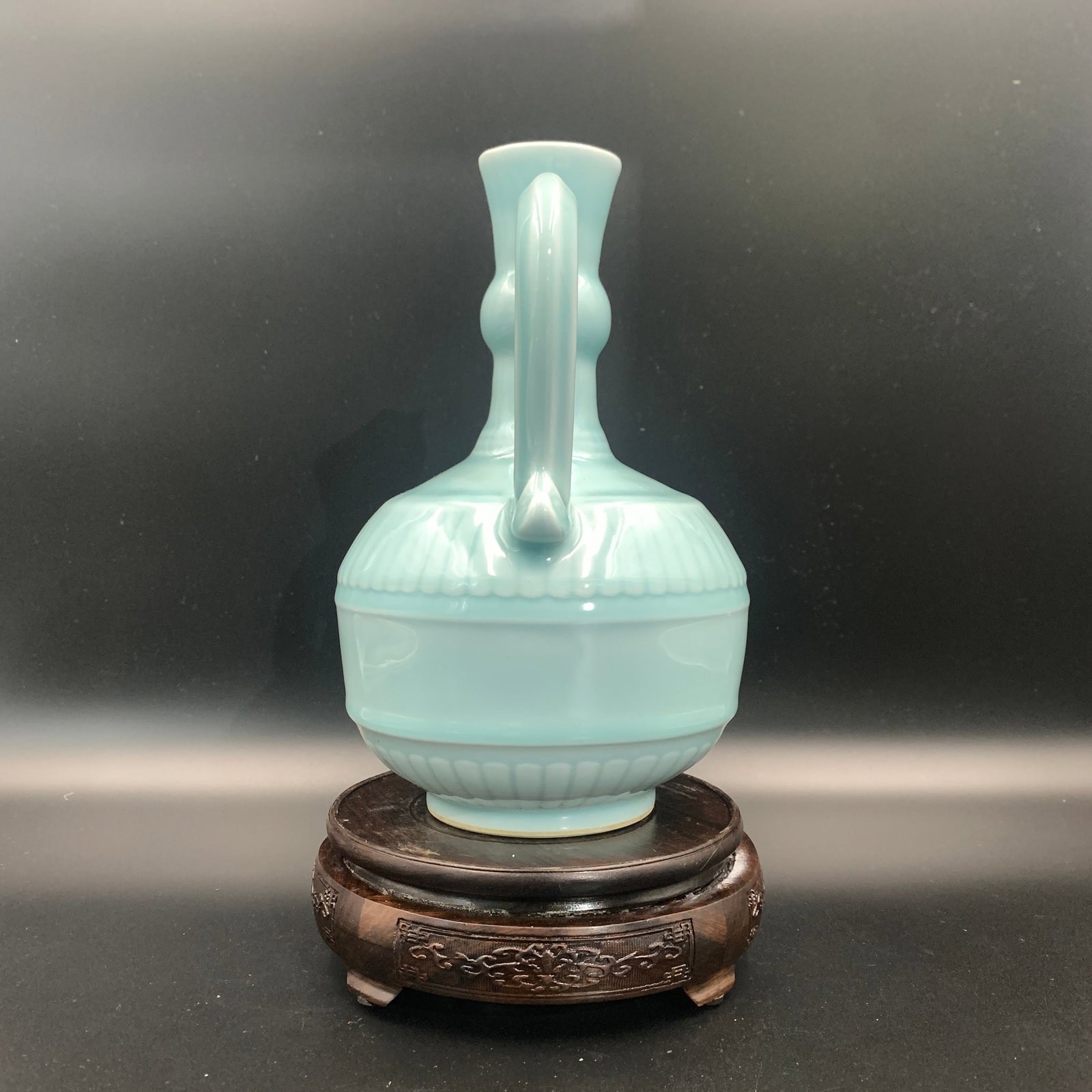 CELADON-GLAZED PORCELAIN HANDLED EWER - 2